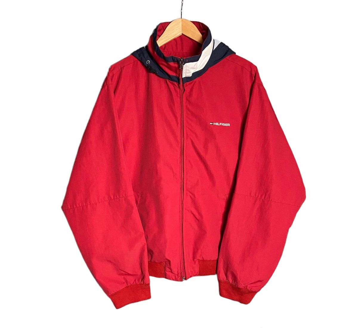 Vintage Tommy Hilfiger Flag Logo Windbreaker Hoodie Jacket