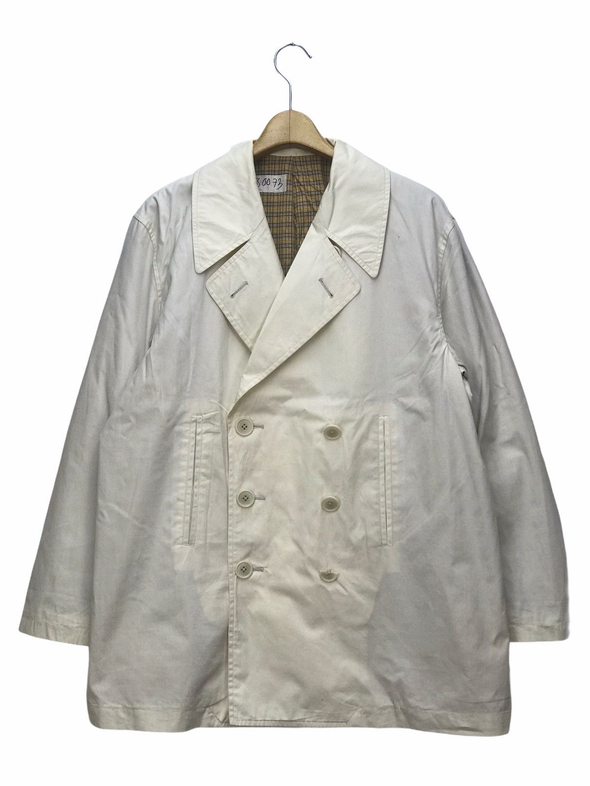 image of Kaneko Isao Pea Coat Style Jacket in White, Men's (Size Large)