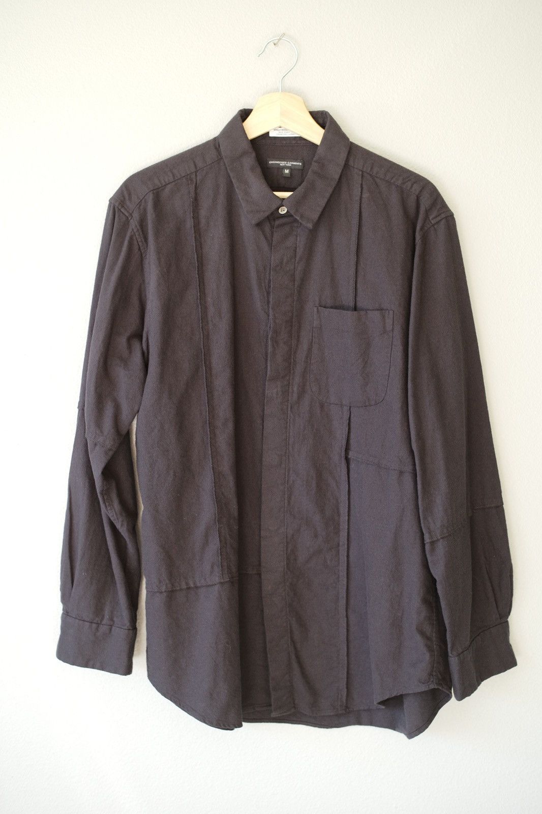 Engineered Garments Flannel hidden button multi panel shirt | Grailed