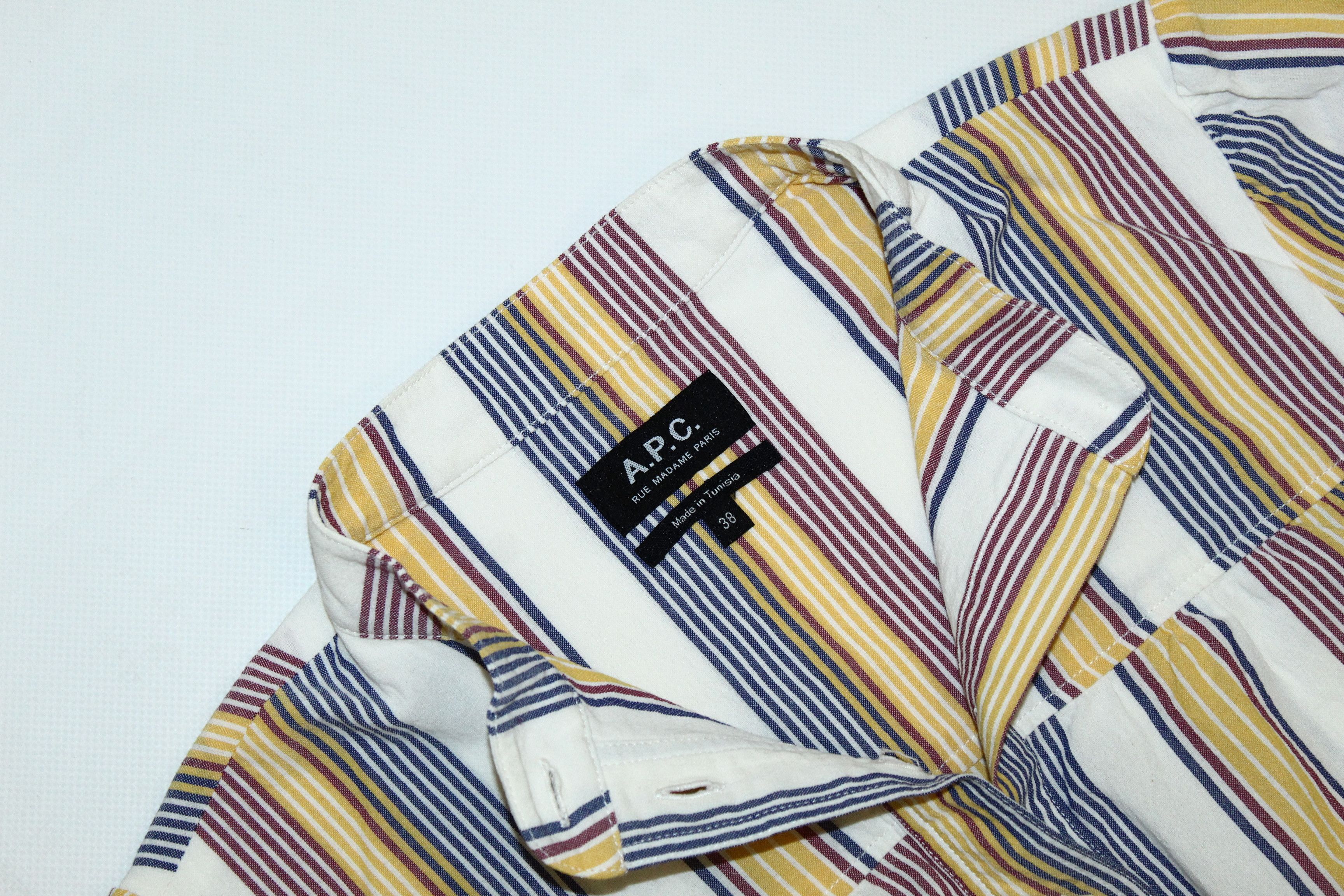 A.P.C. A.P.C. Coloured Stripes Washed Linen Korean neck Shirt Size S / US 4 / IT 40 - 2 Thumbnail