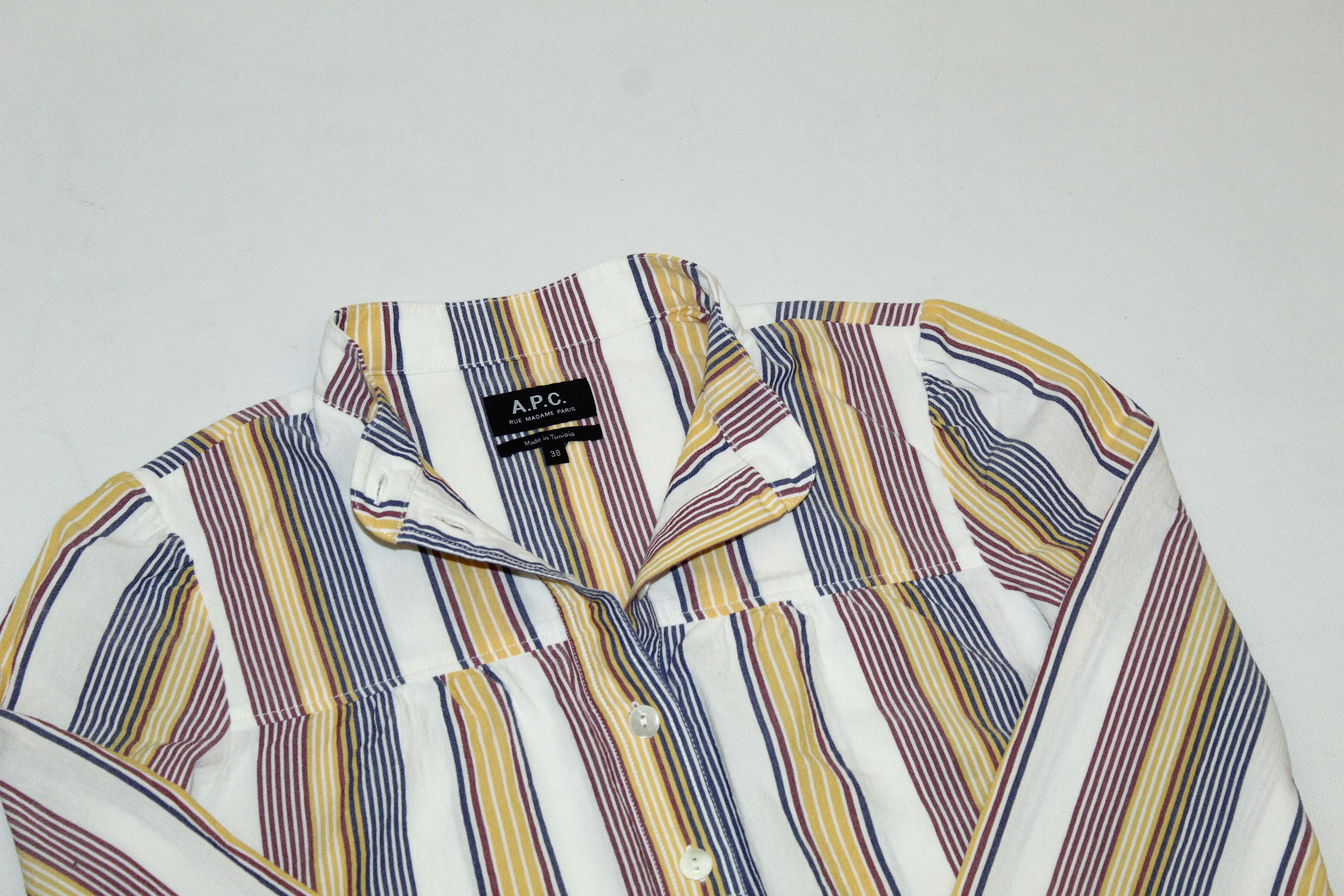 A.P.C. A.P.C. Coloured Stripes Washed Linen Korean neck Shirt Size S / US 4 / IT 40 - 3 Thumbnail