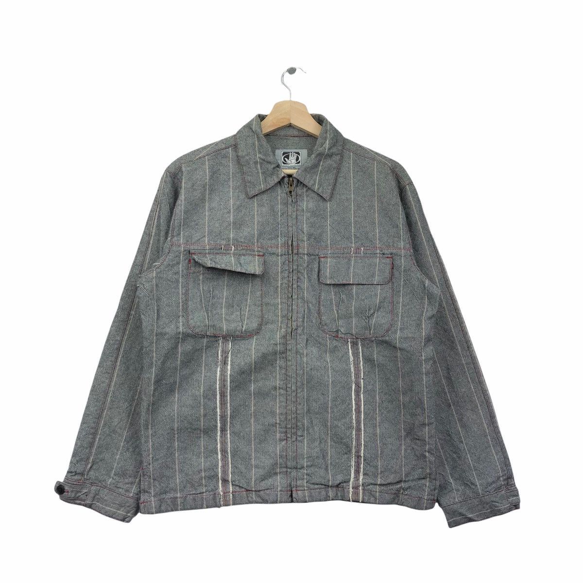 Vintage Body Glove Surfing Stripe Selvedge Workwear Zip Up