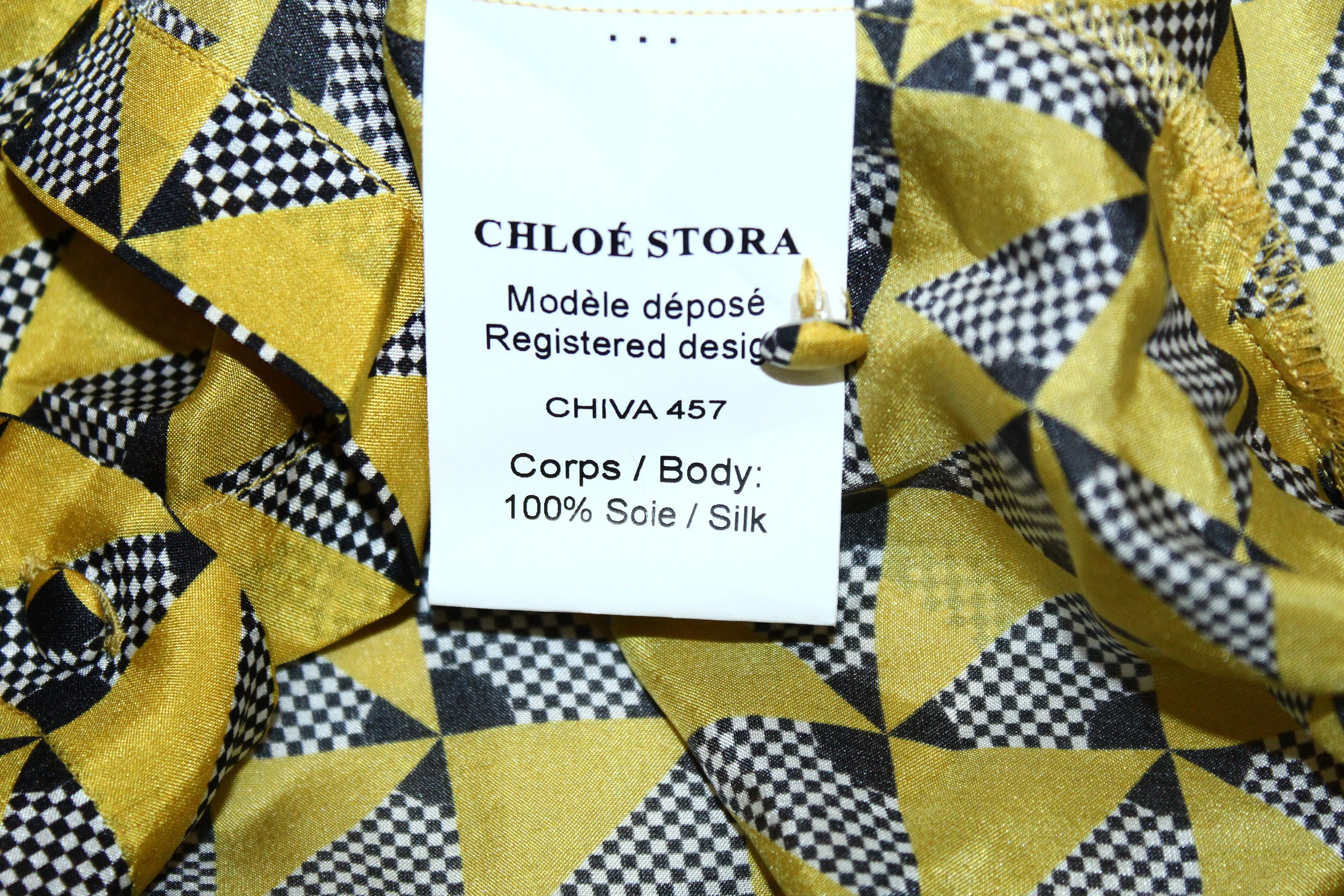 Designer Chloe Stora Paris Chiva Print Silk Button Down Blouse Size US XS / EU 42 / 0 - 5 Thumbnail