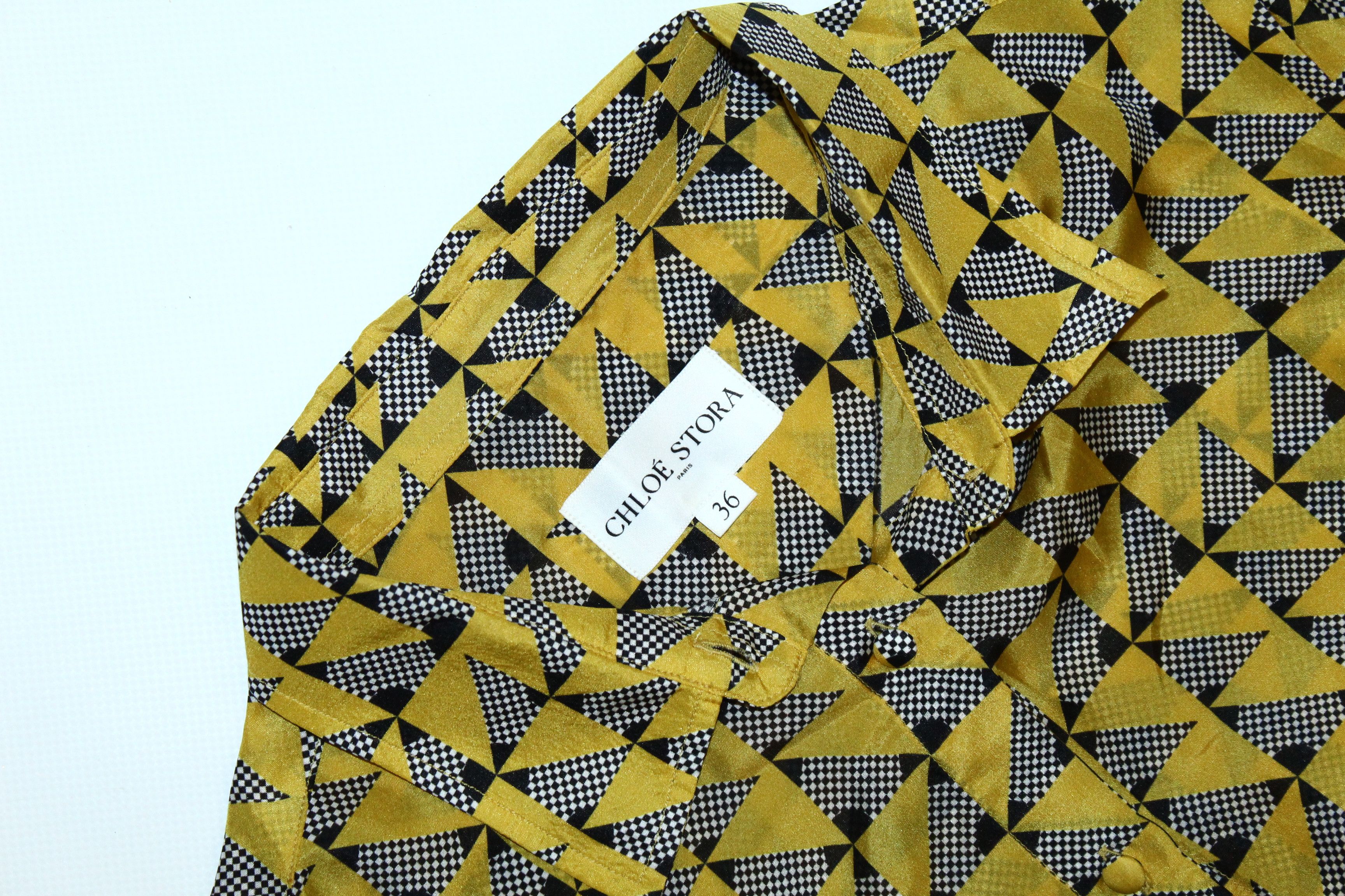 Designer Chloe Stora Paris Chiva Print Silk Button Down Blouse Size US XS / EU 42 / 0 - 2 Thumbnail