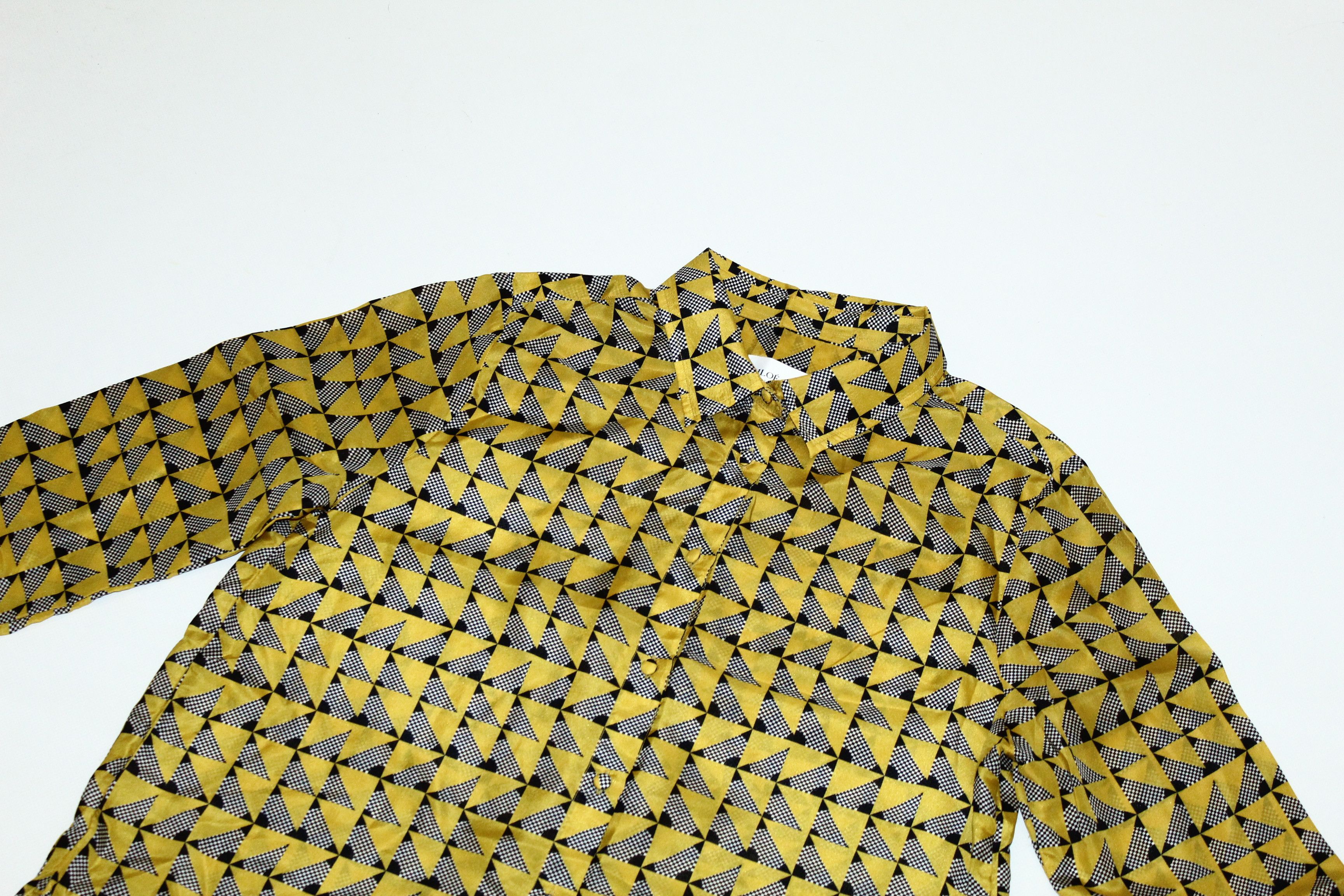 Designer Chloe Stora Paris Chiva Print Silk Button Down Blouse Size US XS / EU 42 / 0 - 8 Thumbnail