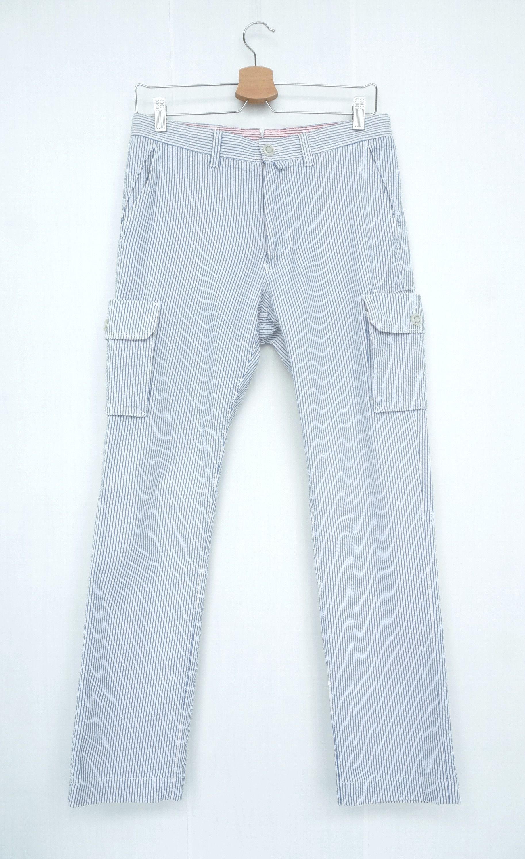 Japanese Brand 🔥MACKINTOSH PHILOSOPHY Seersucker Hickory Skinny Cargo Size US 29 - 3 Thumbnail