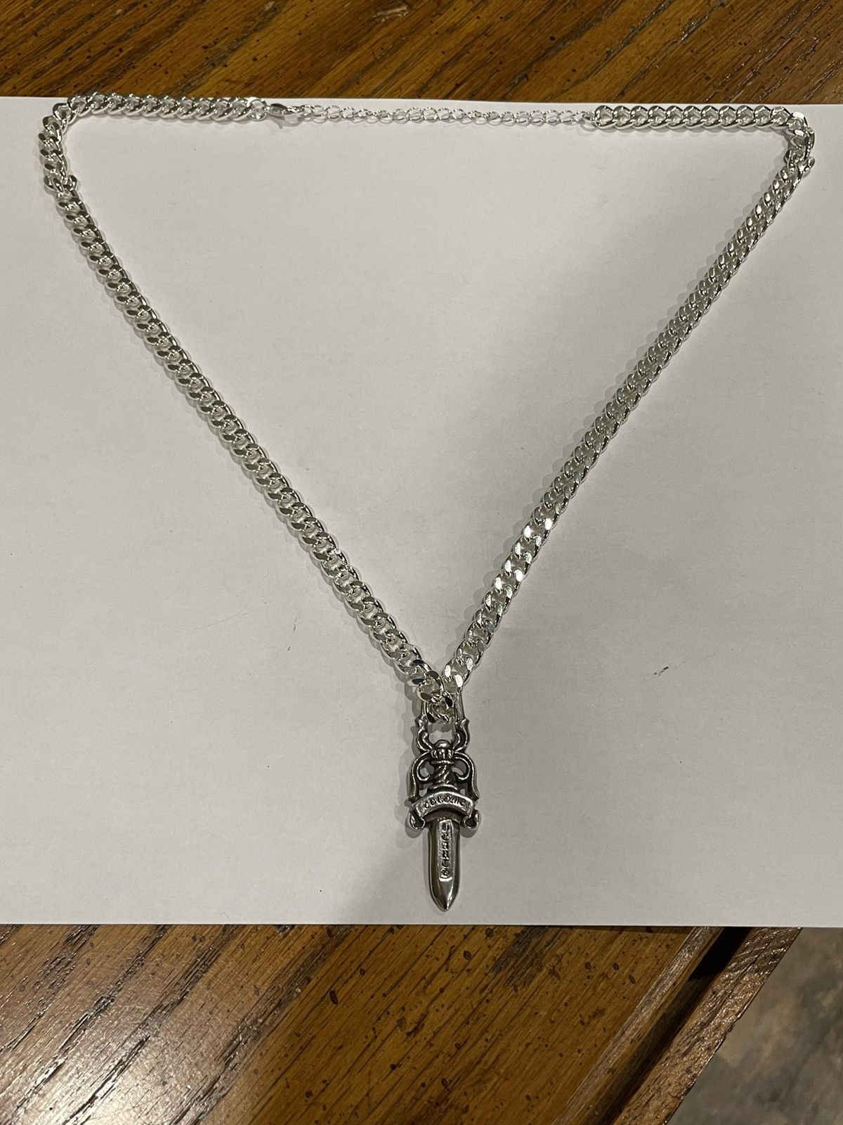 Chrome Hearts Chrome Hearts Large Dagger Pendant Cuban Link Chain ...