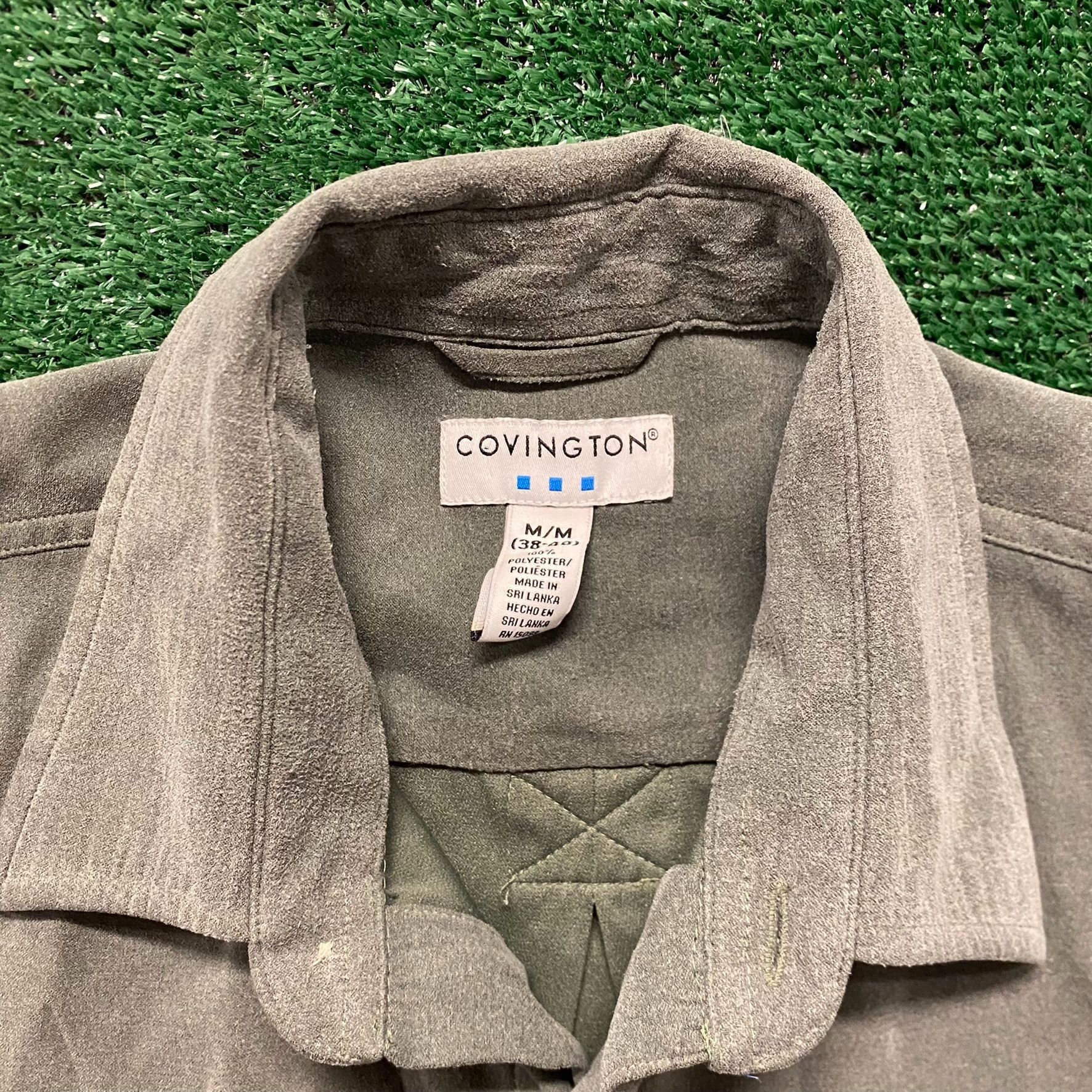 Covington Vintage Drab Olive Green Vegan Suede Shirt Jacket Shacket Size US M / EU 48-50 / 2 - 3 Thumbnail