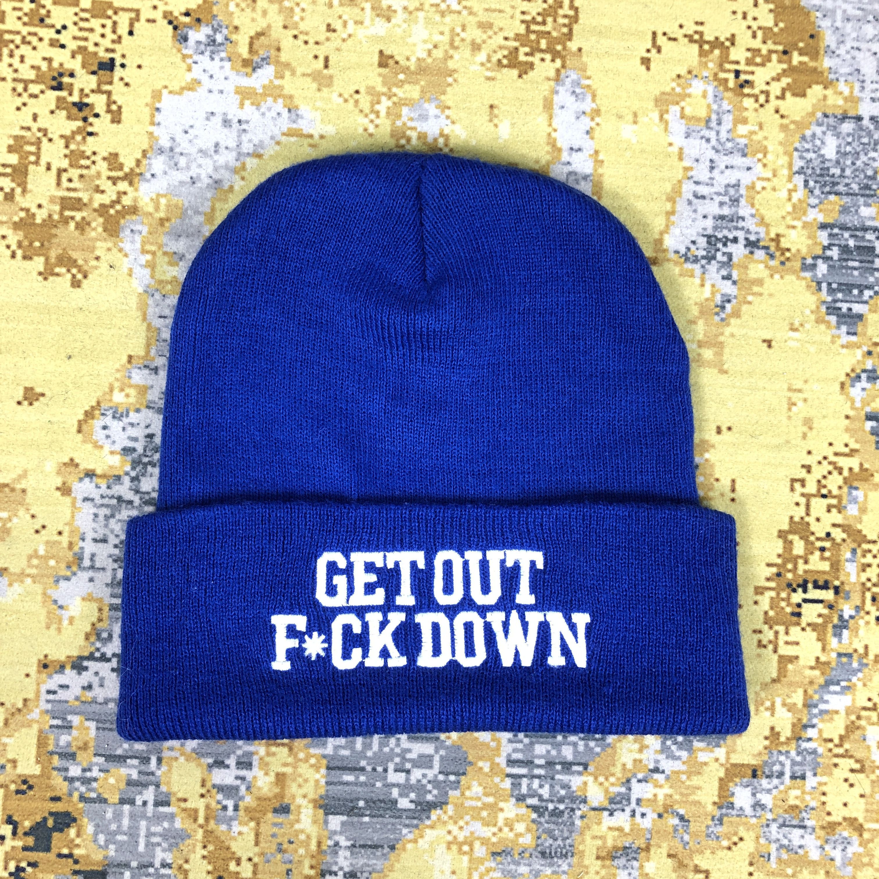 Vintage Vintage Get Out F*ckdown Wording Beanie Hat B2018 Size ONE SIZE - 3 Thumbnail