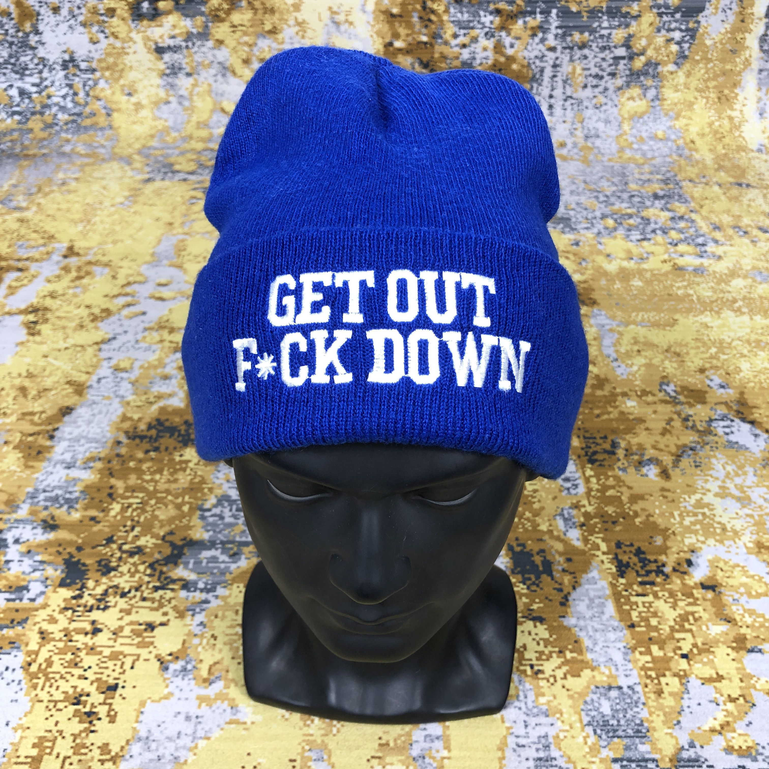 Vintage Vintage Get Out F*ckdown Wording Beanie Hat B2018 Size ONE SIZE - 1 Thumbnail
