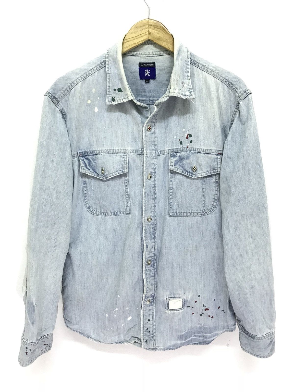 ✨R. Newbold Paul Smith Denim Shirt Paint Splashed