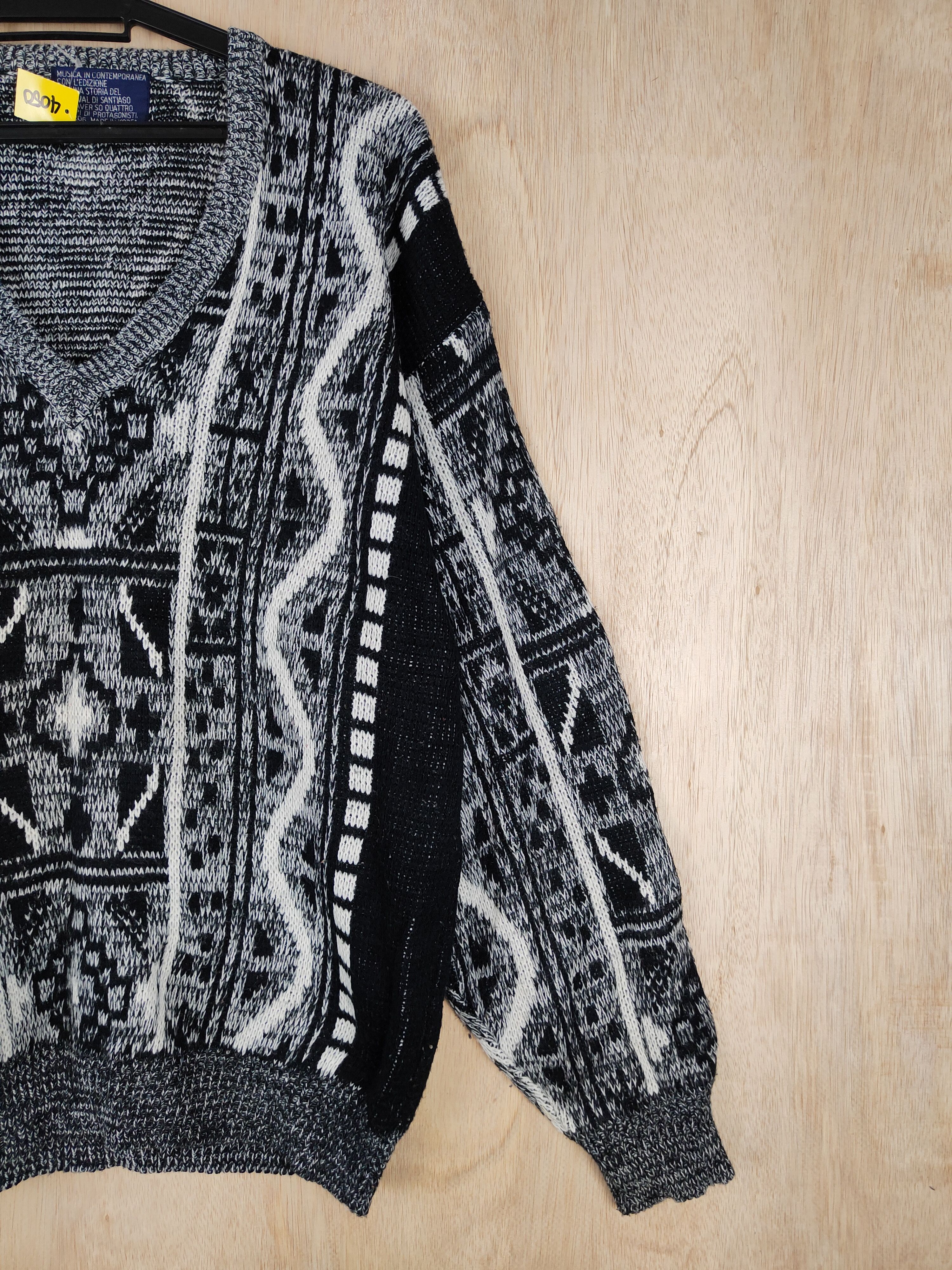 Japanese Brand Musica Black/Gray art streetwear Knitwear #4450 Size US L / EU 52-54 / 3 - 4 Thumbnail