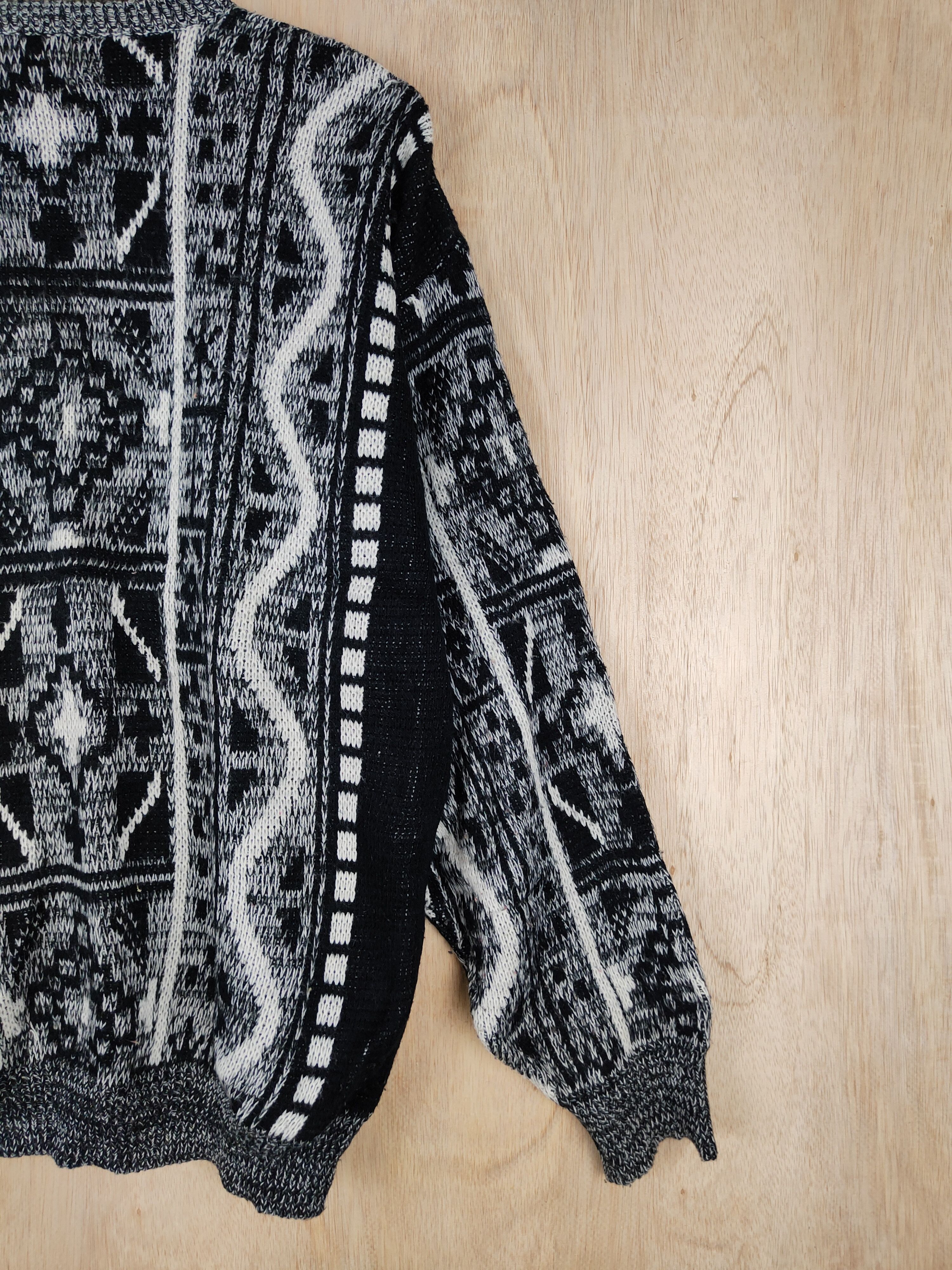 Japanese Brand Musica Black/Gray art streetwear Knitwear #4450 Size US L / EU 52-54 / 3 - 7 Thumbnail
