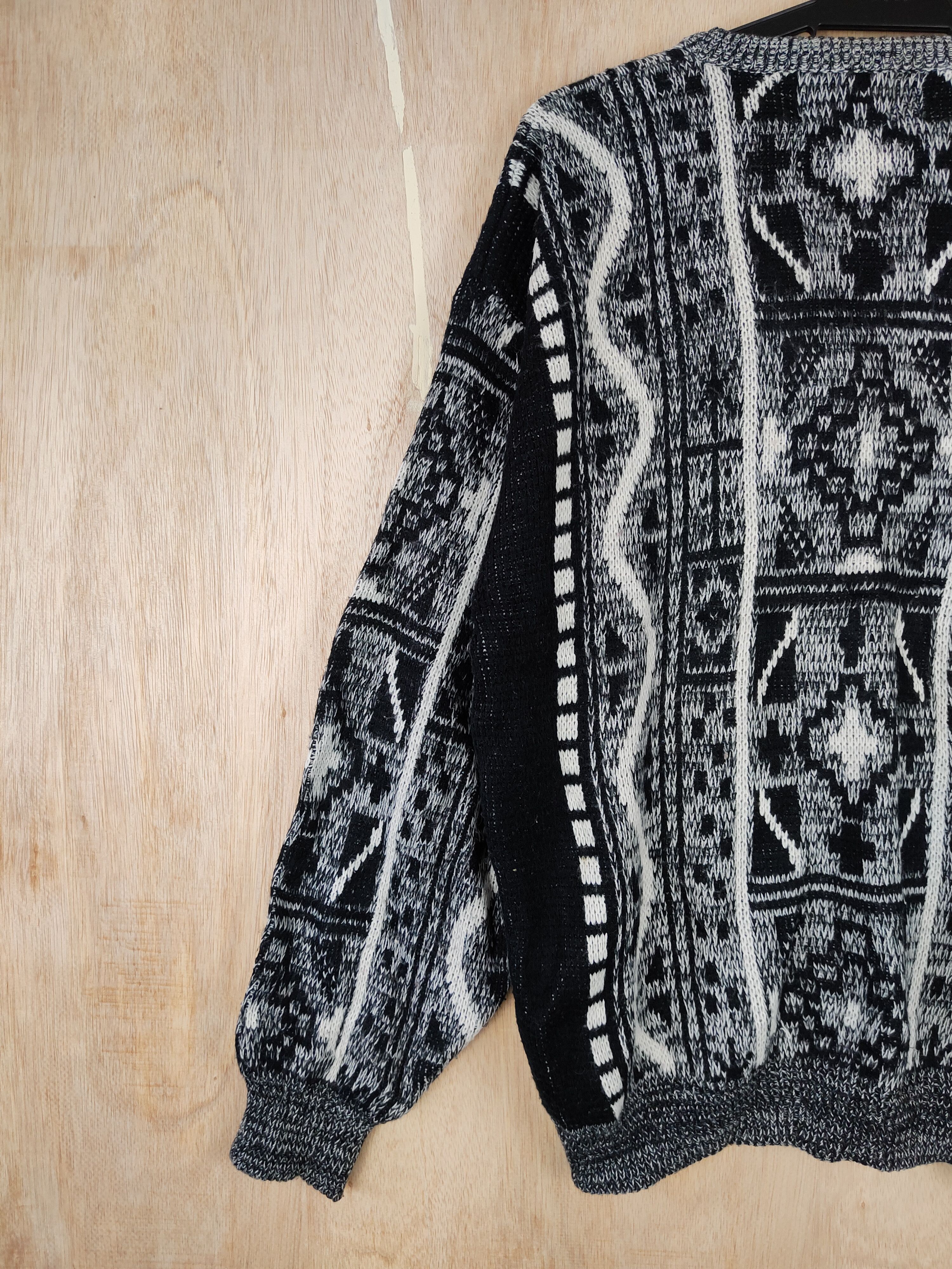 Japanese Brand Musica Black/Gray art streetwear Knitwear #4450 Size US L / EU 52-54 / 3 - 6 Thumbnail