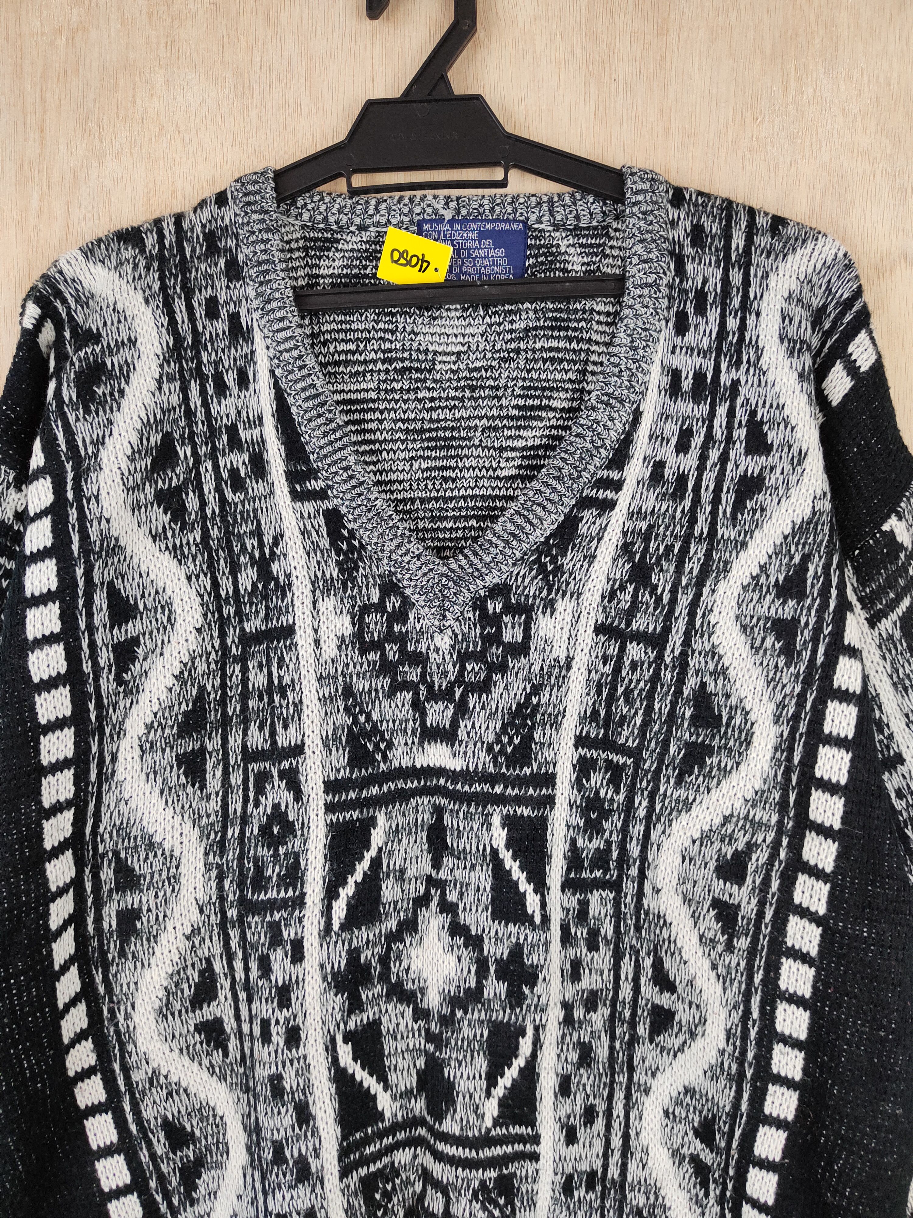 Japanese Brand Musica Black/Gray art streetwear Knitwear #4450 Size US L / EU 52-54 / 3 - 2 Thumbnail