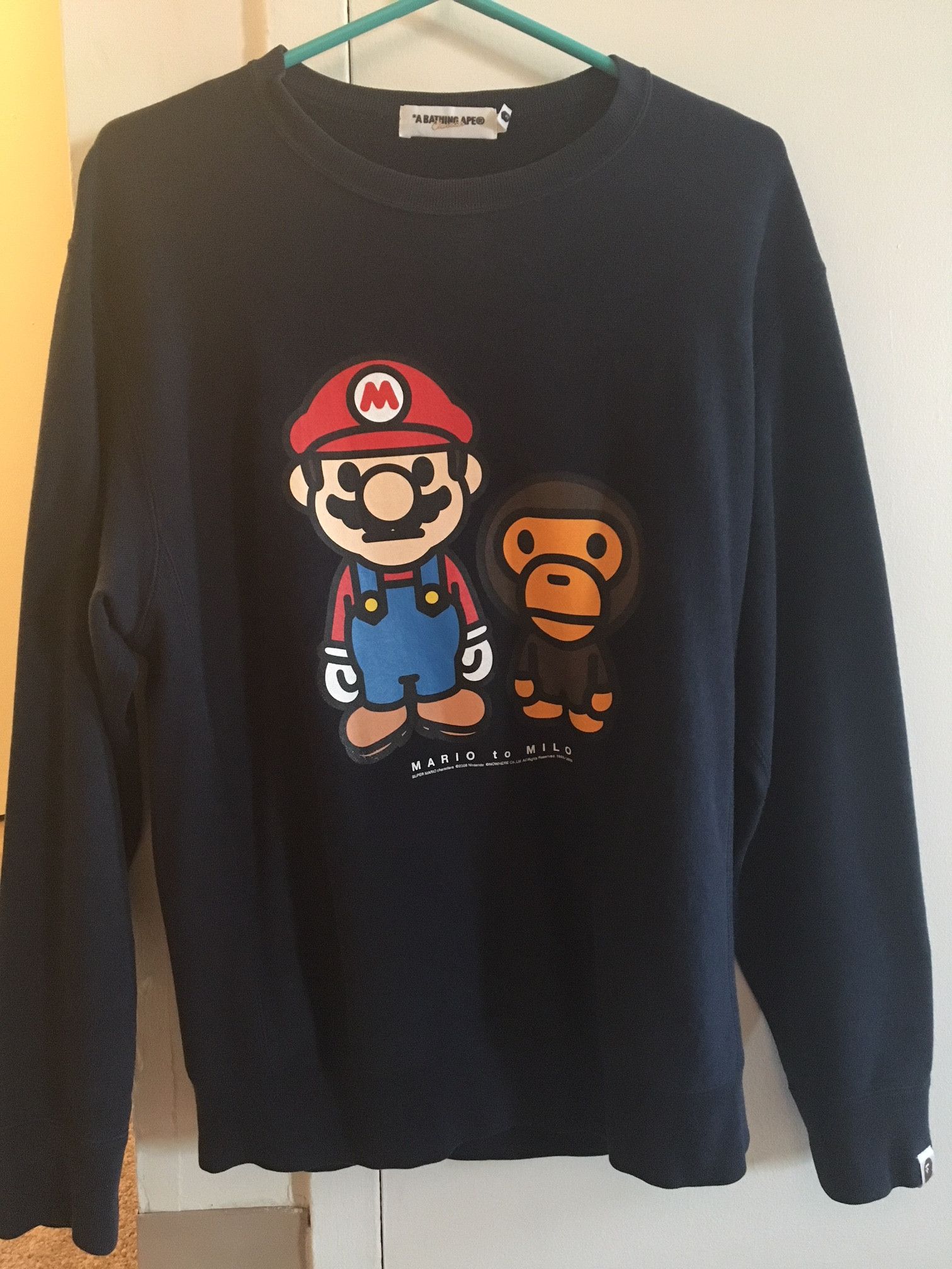 Bape Bape x Nintendo Mario Navy Crew | Grailed