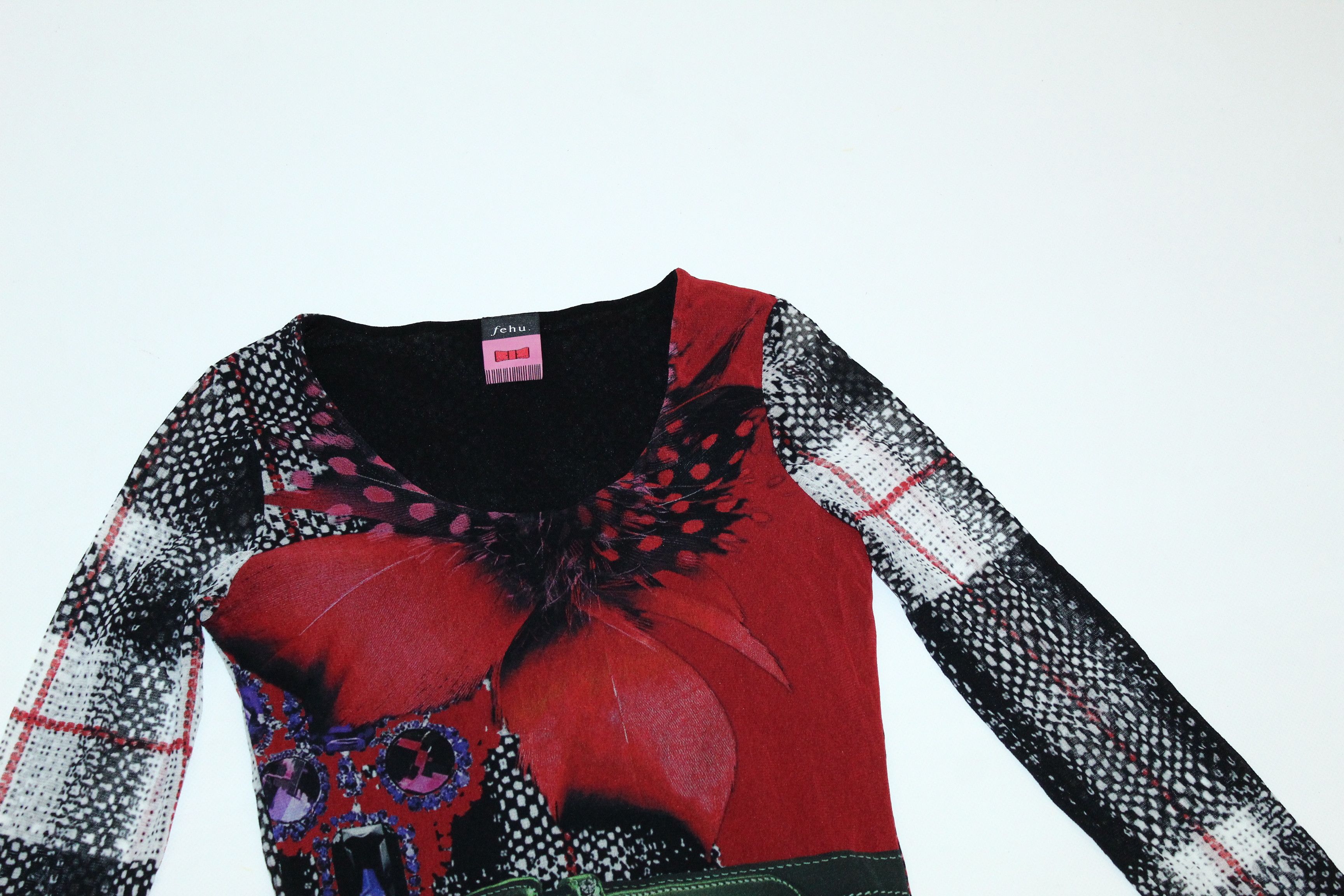 Other FEHU Italy Jean Paul Gaultier style All Over print Mesh Top Size XL / US 12-14 / IT 48-50 - 4 Thumbnail