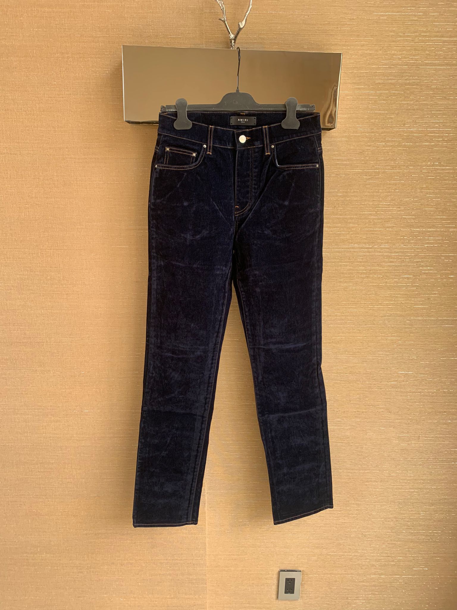 image of Amiri Velvet Denim Relaxed Fit In Navy, Men's (Size 30)