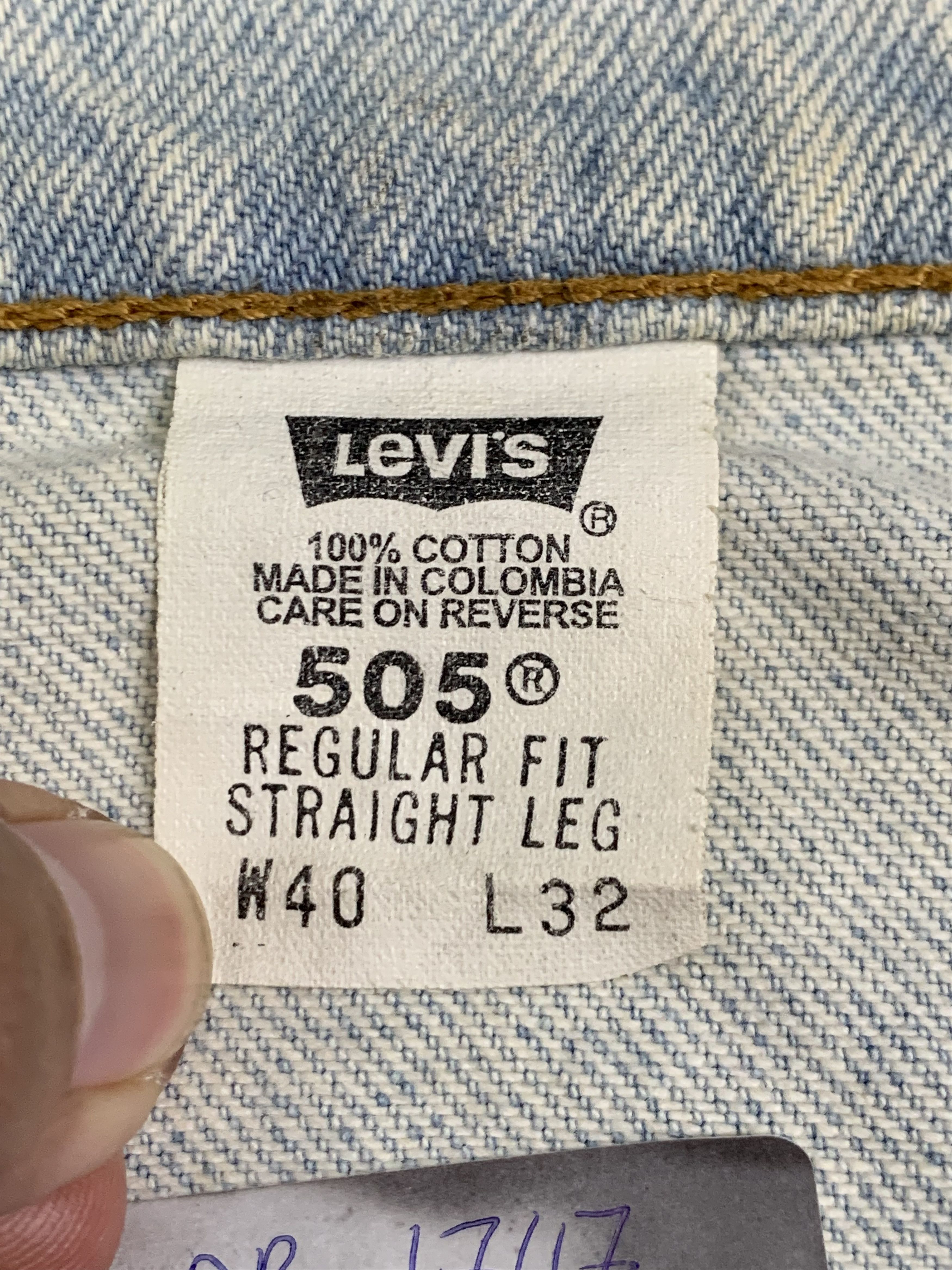 Levi's Vintage 90s Levis 505 Orange Tab Light Wash Jeans DP1747 Size US 40 / EU 56 - 6 Thumbnail