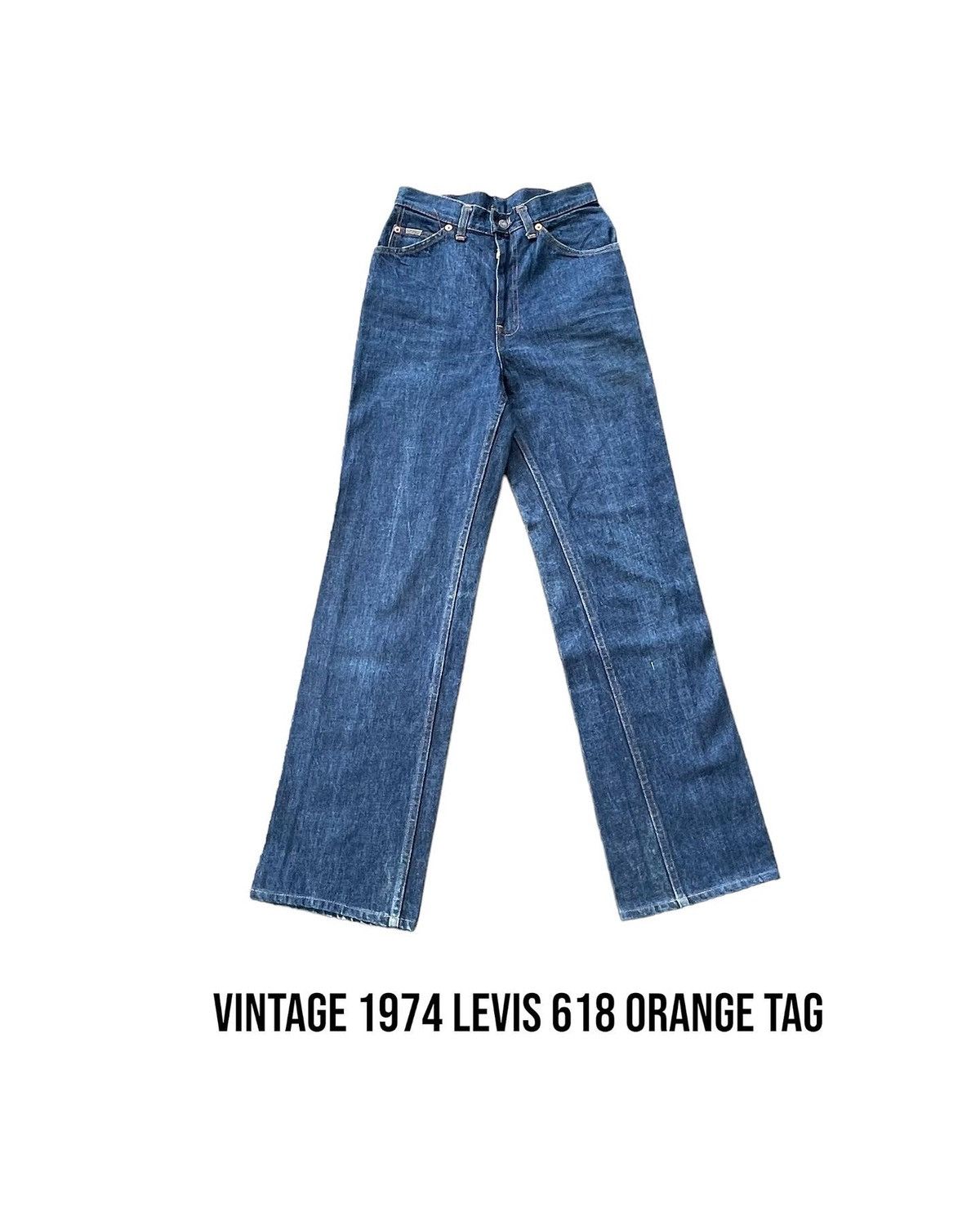 image of Vintage 1974 Levis 618 E Orange Tag Jeans in Blue, Men's (Size 26)