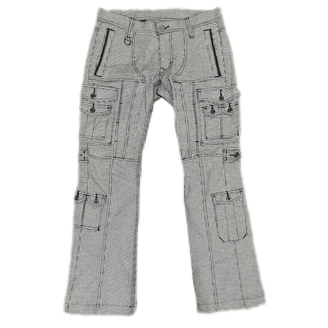 image of Nicole Miller x Vintage Nicole Hidewaya Multicargo Pants 10 Pockets in White Black, Men's (Size 31)