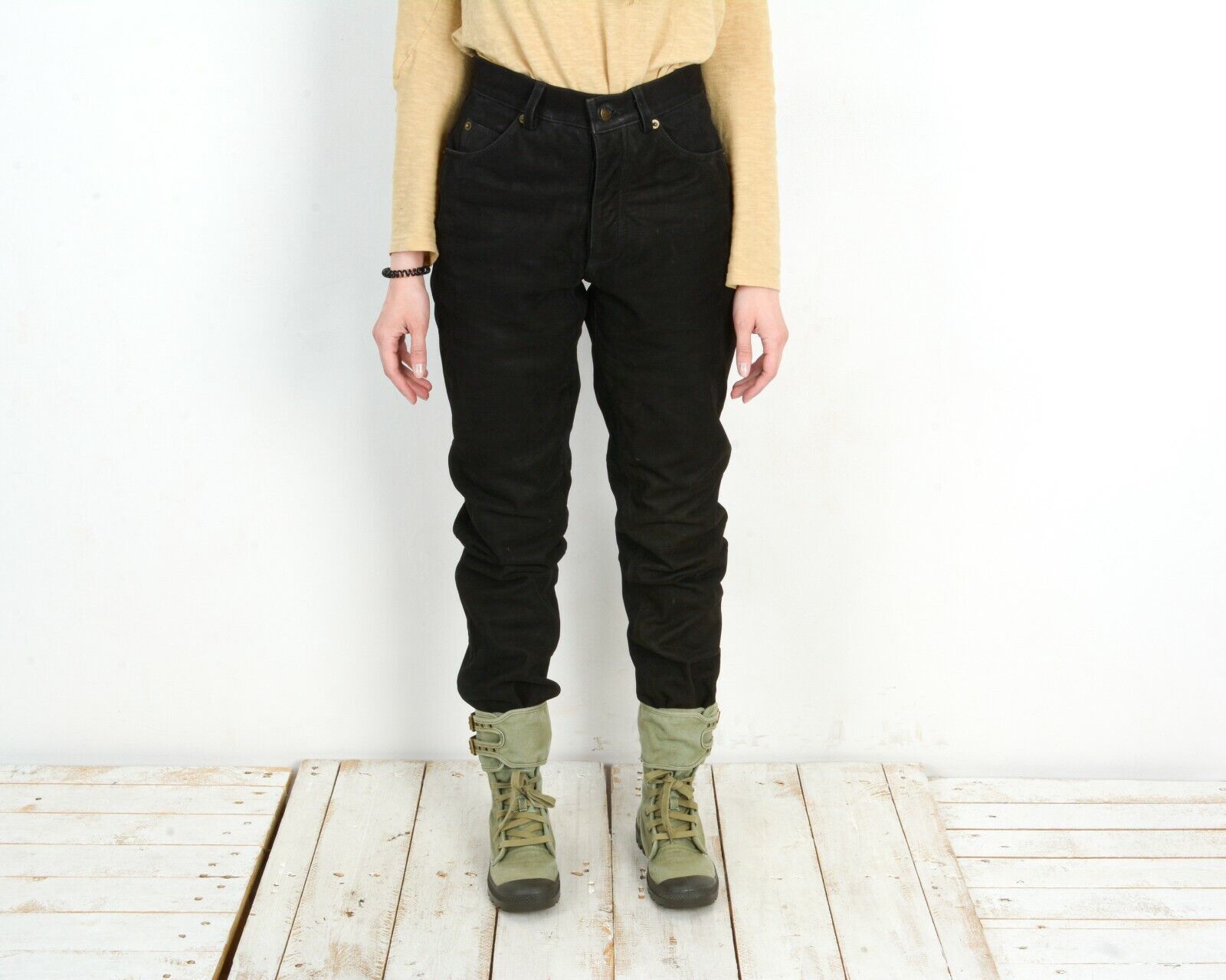 Other × Vintage W26 L35 Soft Leather Pants Black Pants Trousers Bottoms Size 26" / US 2 / IT 38 - 2 Thumbnail