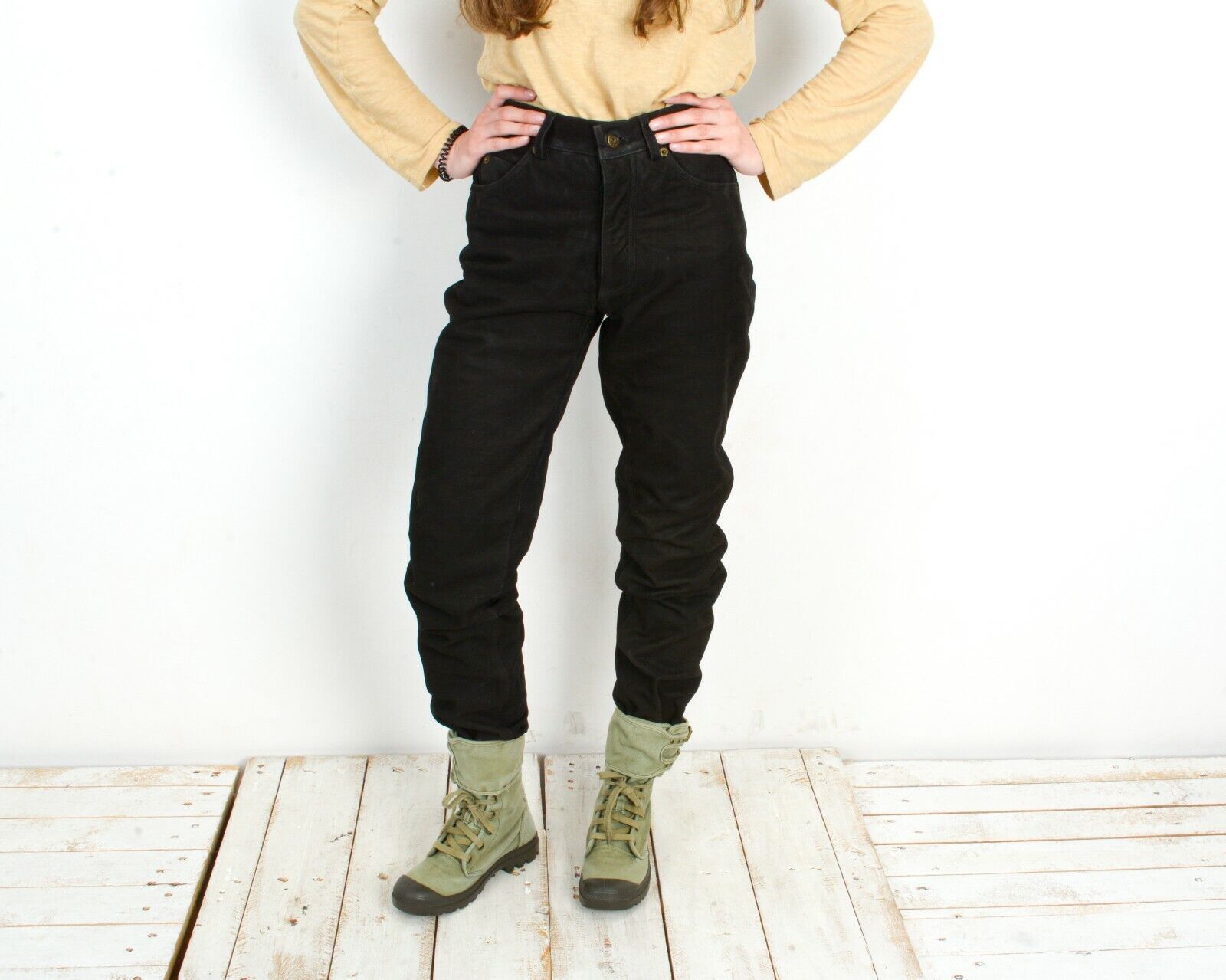 Other × Vintage W26 L35 Soft Leather Pants Black Pants Trousers Bottoms Size 26" / US 2 / IT 38 - 1 Thumbnail