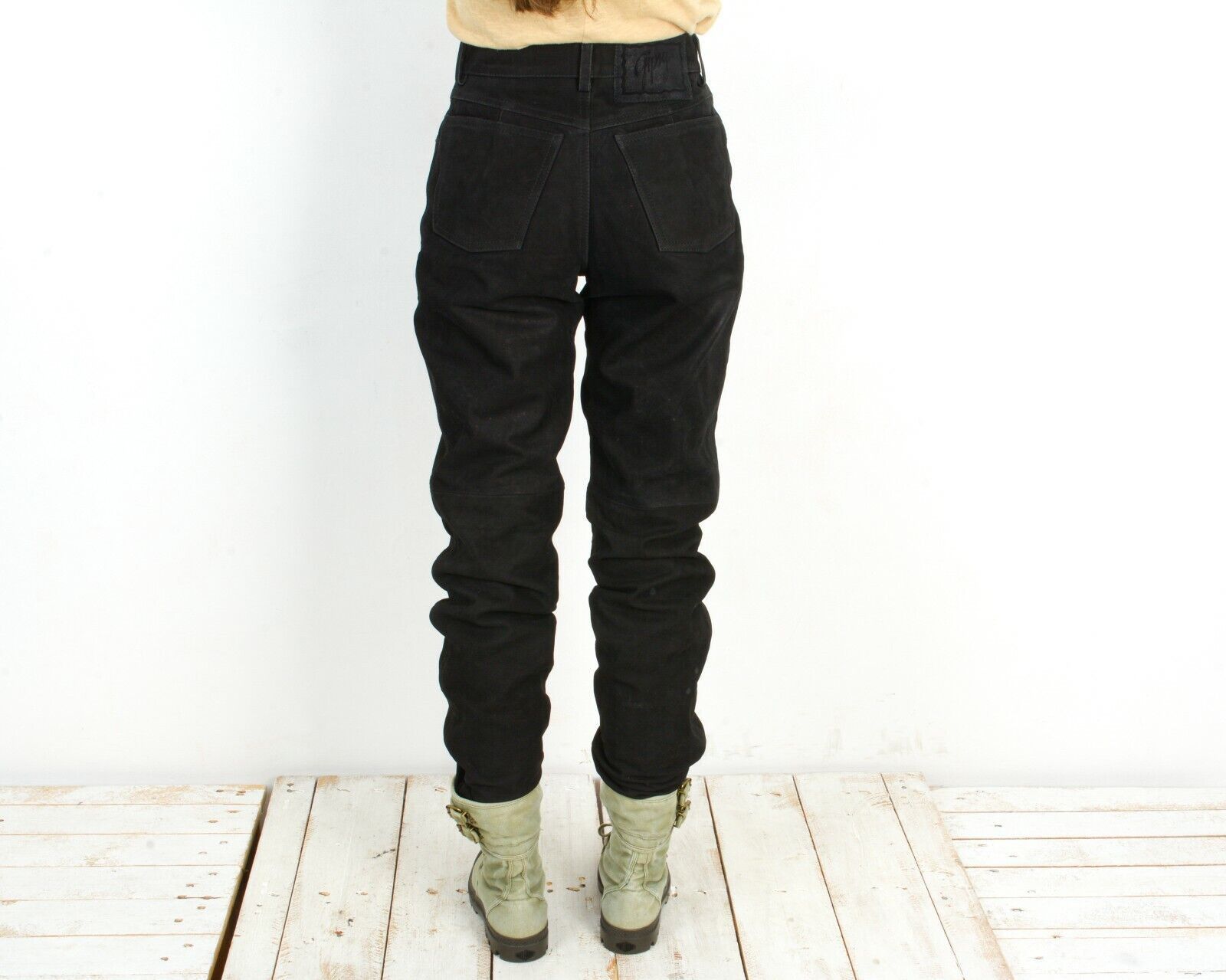 Other × Vintage W26 L35 Soft Leather Pants Black Pants Trousers Bottoms Size 26" / US 2 / IT 38 - 4 Thumbnail