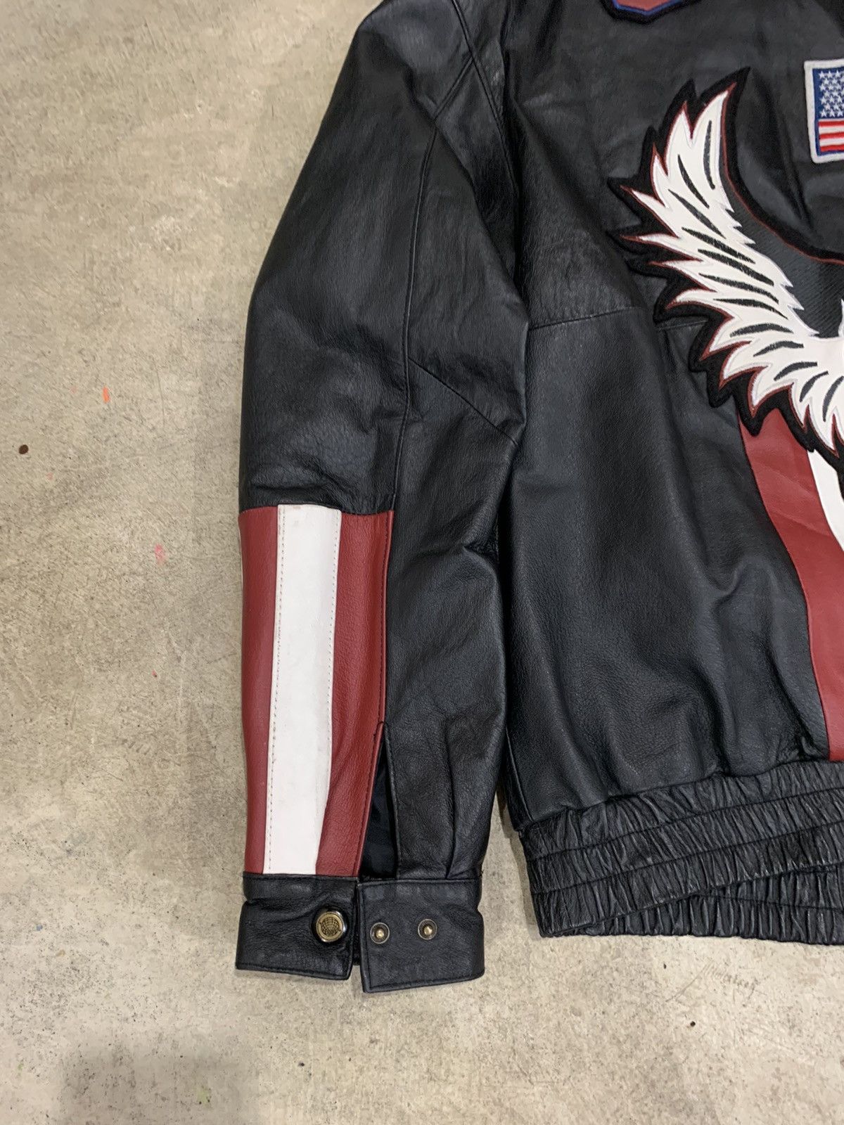 Vintage Vintage USA Eagle Big Patch Leather Jacket Size US XL / EU 56 / 4 - 4 Thumbnail