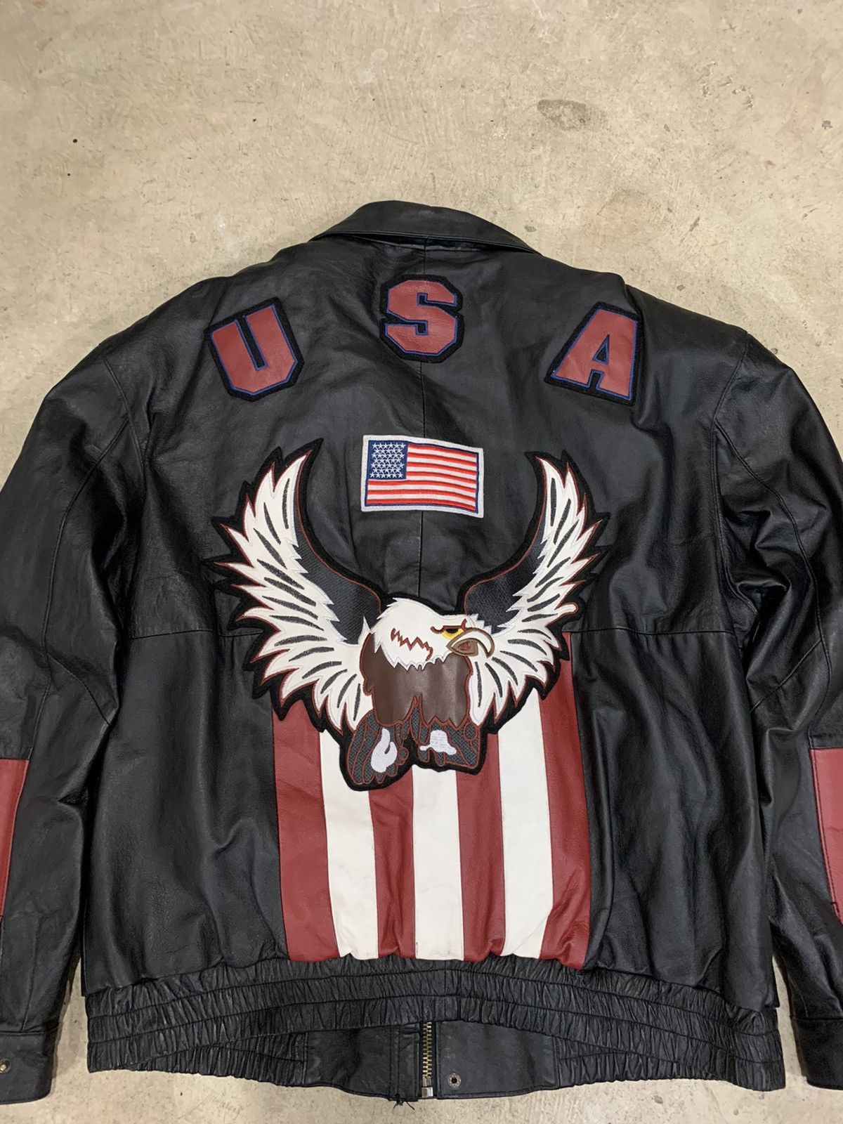 Vintage Vintage USA Eagle Big Patch Leather Jacket Size US XL / EU 56 / 4 - 2 Thumbnail