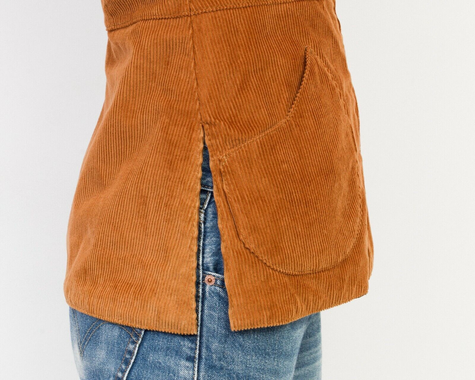 Vintage Real Fur Corduroy Vest Tank Gilet Top Waistcoat Double Sided Size M / US 6-8 / IT 42-44 - 8 Thumbnail