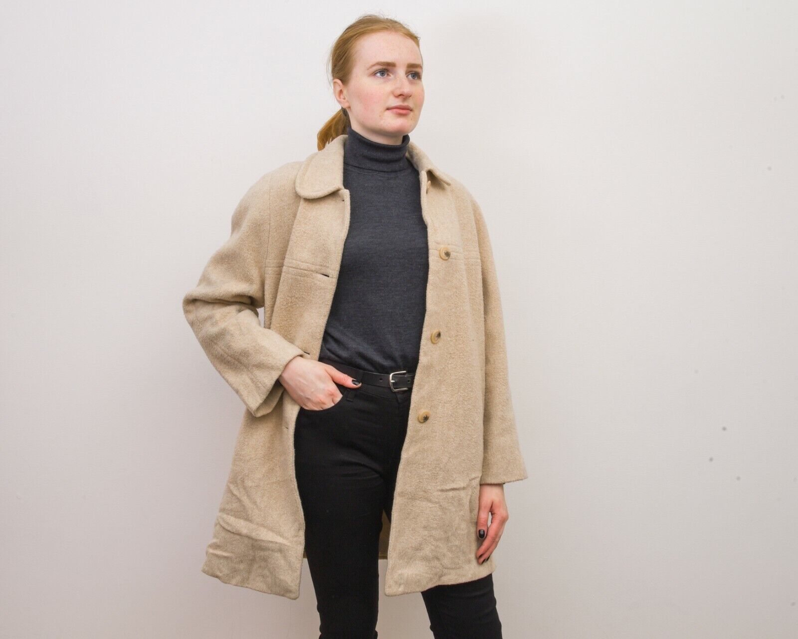 London Fog × Vintage Women's Wool Trench Mac Coat Jacket Warm Winter Classic Mod Size M / US 6-8 / IT 42-44 - 3 Thumbnail