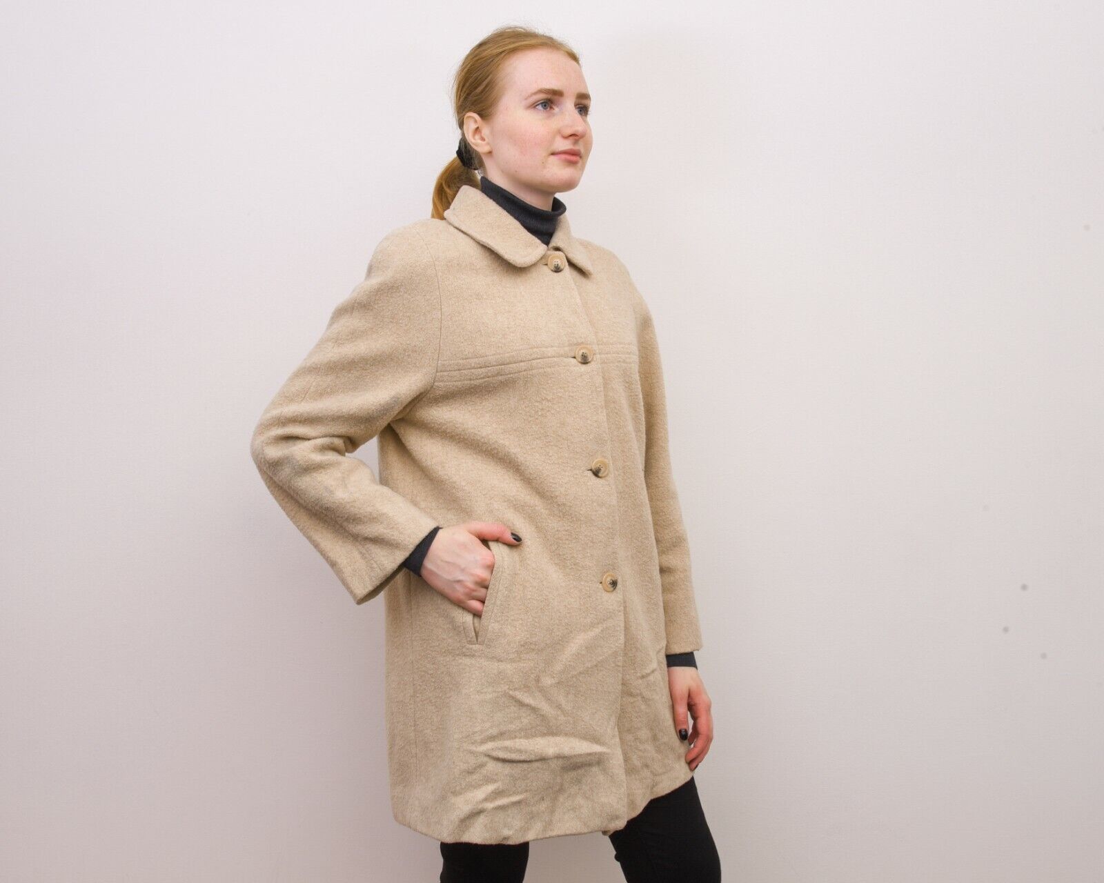 London Fog × Vintage Women's Wool Trench Mac Coat Jacket Warm Winter Classic Mod Size M / US 6-8 / IT 42-44 - 2 Thumbnail