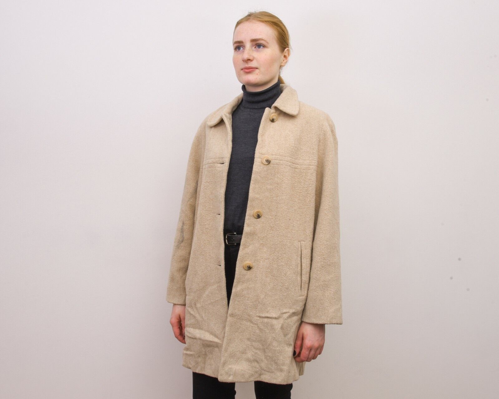 London Fog × Vintage Women's Wool Trench Mac Coat Jacket Warm Winter Classic Mod Size M / US 6-8 / IT 42-44 - 4 Thumbnail