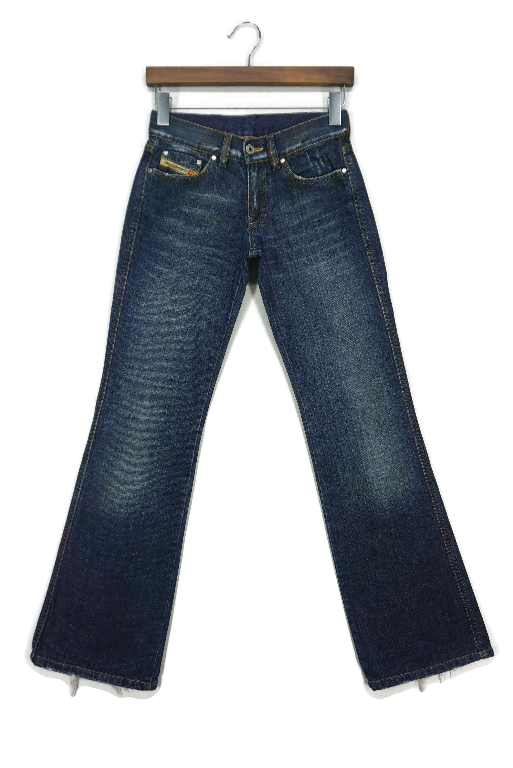 image of Diesel x Rockers Industry Bootcut Workwear Hickory Dungarees Flare Pants in Blue, Women's (Size 24)