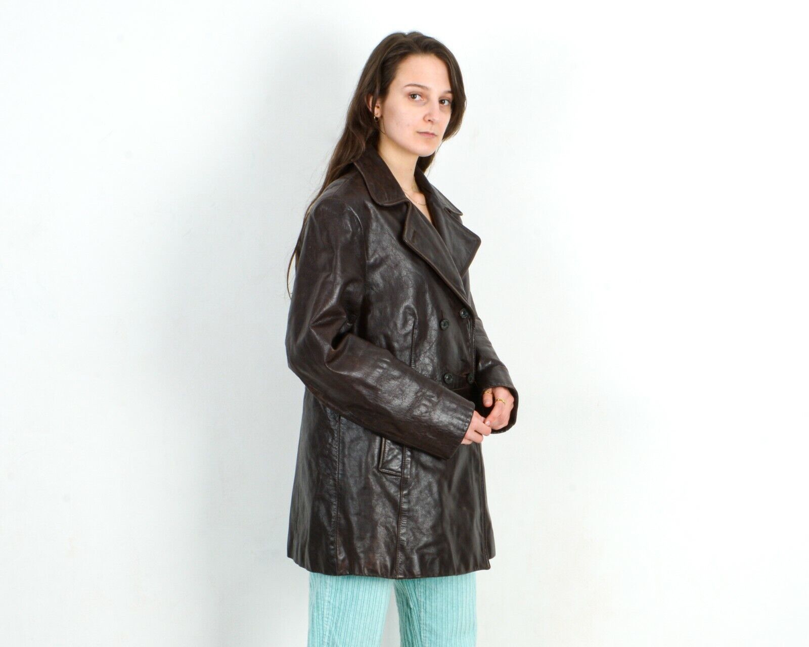 Vintage Women's Coat Overcoat Trench Mac Double Breasted Insulated Size L / US 10 / IT 46 - 3 Thumbnail