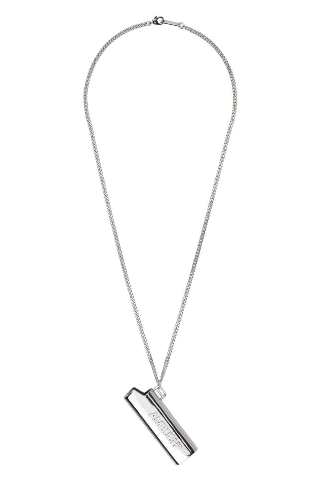 AMBUSH Silver Logo Lighter Case Necklace