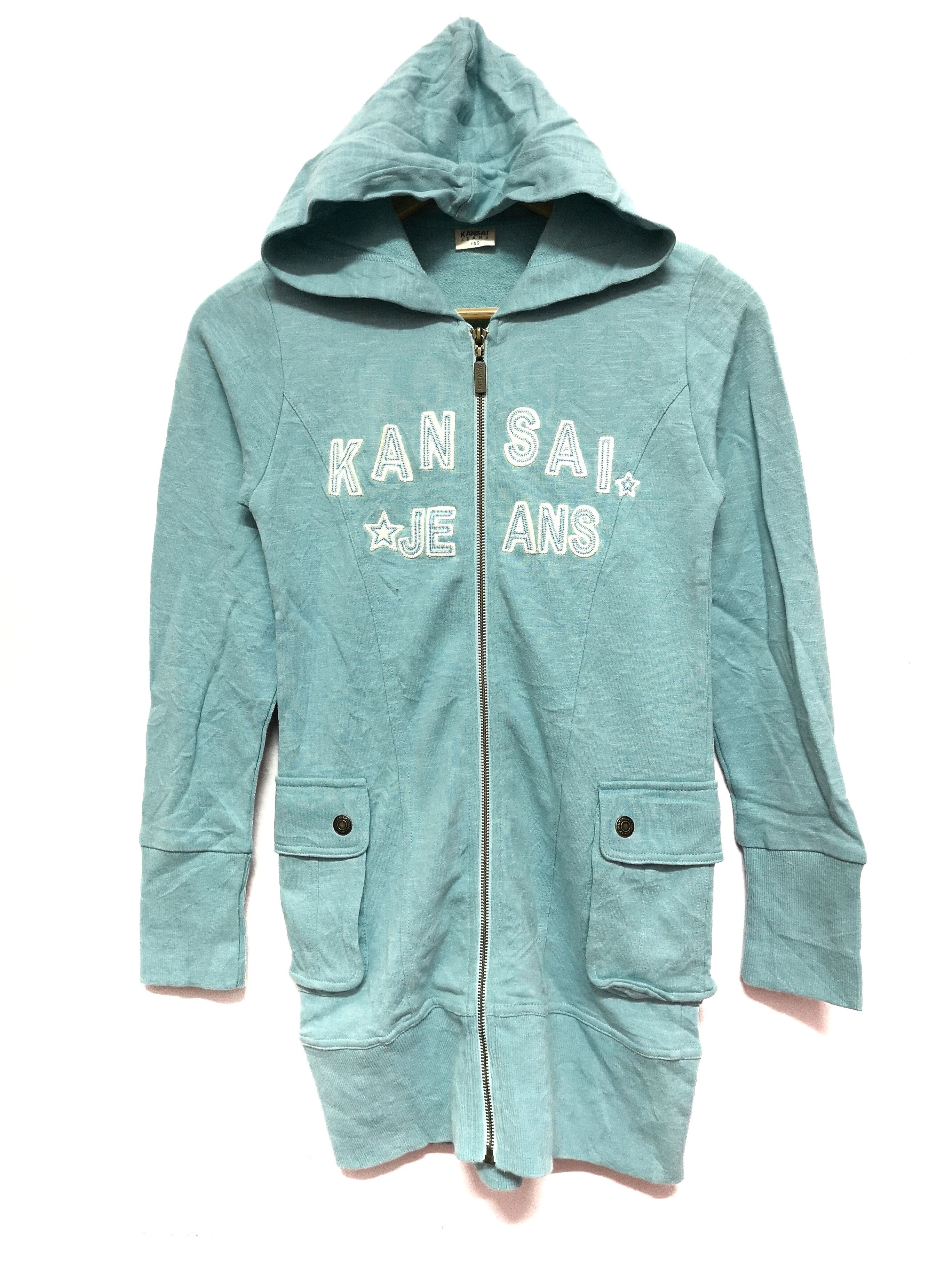 Kansai Yamamoto KANSAI JEANS LONG HOODED PULLOVER SWEATSHIRTS Size US S / EU 44-46 / 1 - 1 Thumbnail