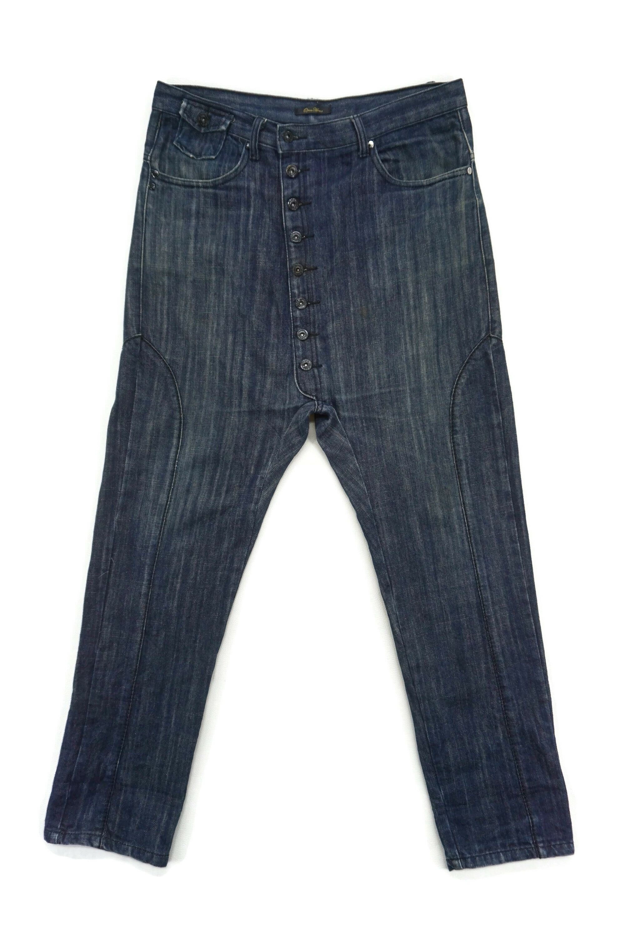 image of Rockers Open Arms Japanese Harem Drop Crotch Jeans Pants in Blue, Men's (Size 34)