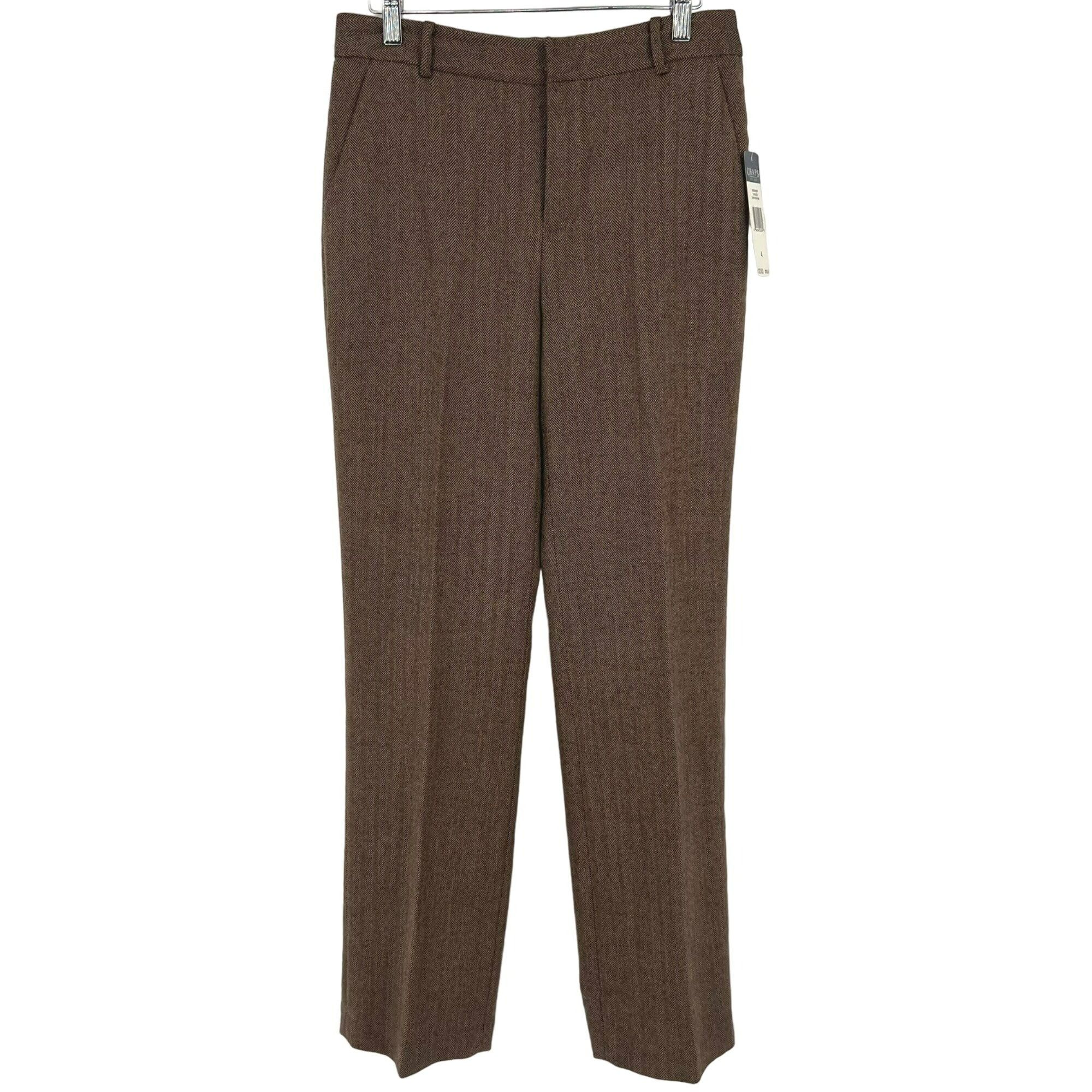 Chaps Chaps Wool Herringbone Trousers Tudor Brown Tan Size 4 NWT Grailed
