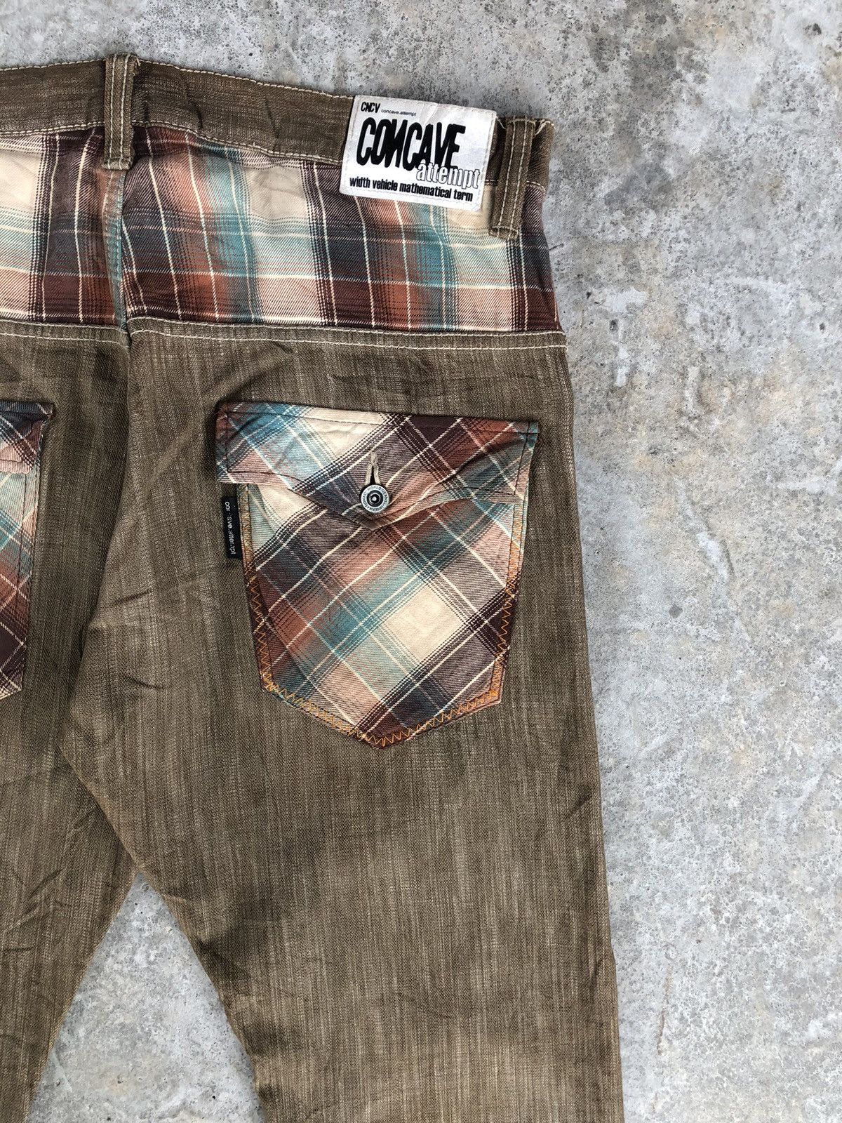 Japanese Brand Concave attempt Checkered Plaid Pocket Distressed Jeans Size US 36 / EU 52 - 10 Thumbnail
