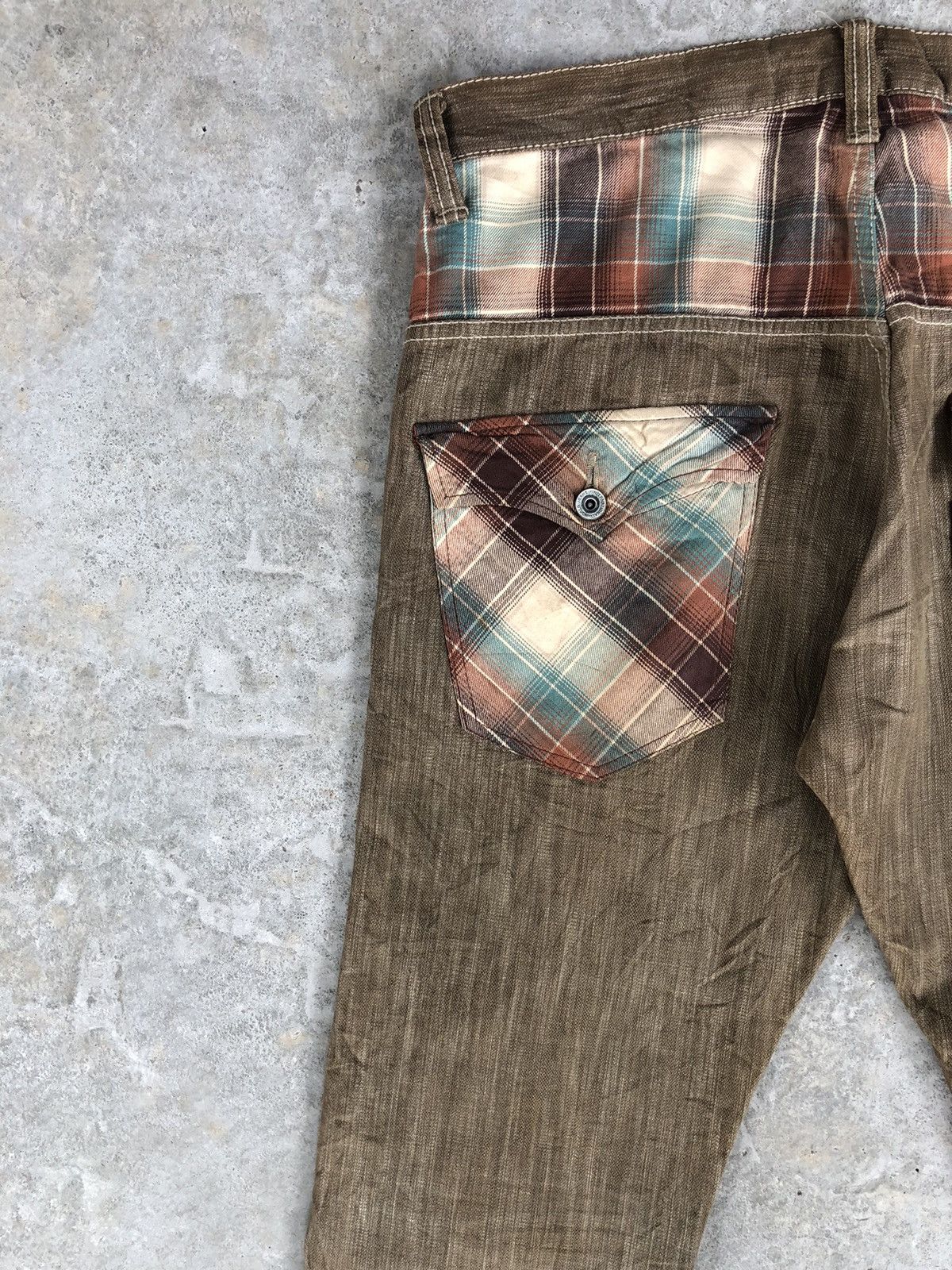 Japanese Brand Concave attempt Checkered Plaid Pocket Distressed Jeans Size US 36 / EU 52 - 9 Thumbnail
