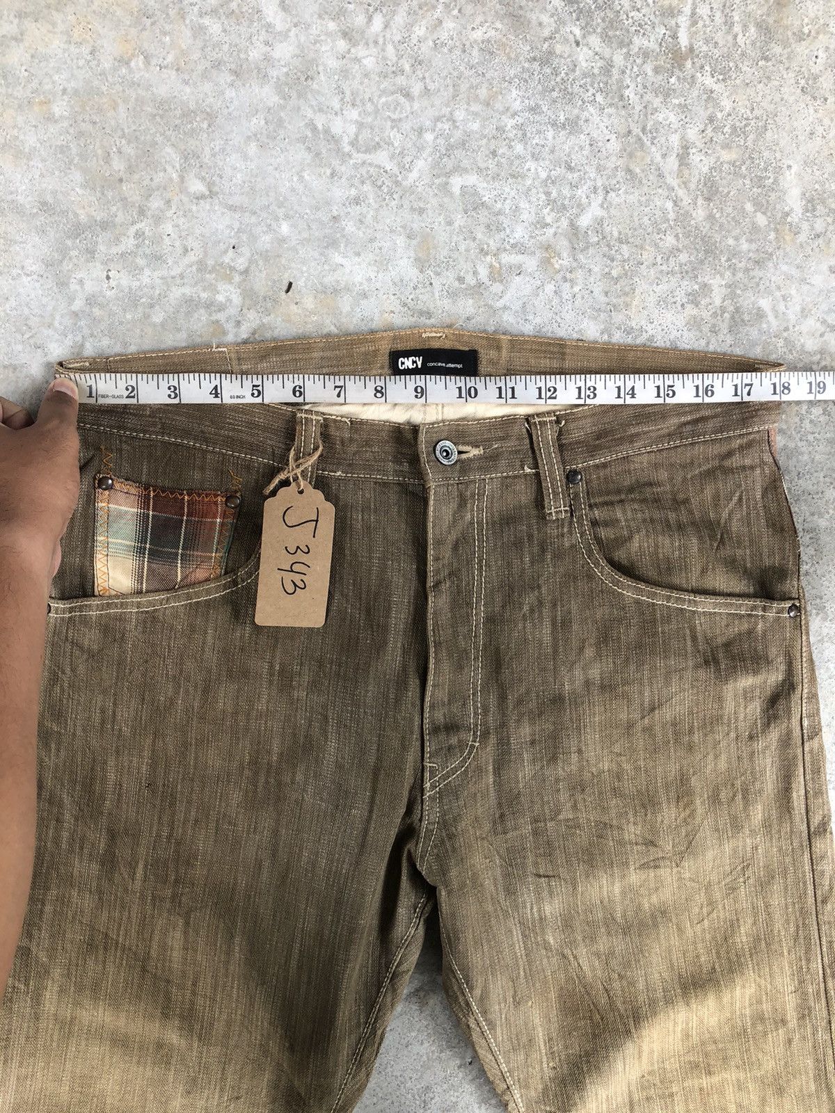 Japanese Brand Concave attempt Checkered Plaid Pocket Distressed Jeans Size US 36 / EU 52 - 14 Thumbnail