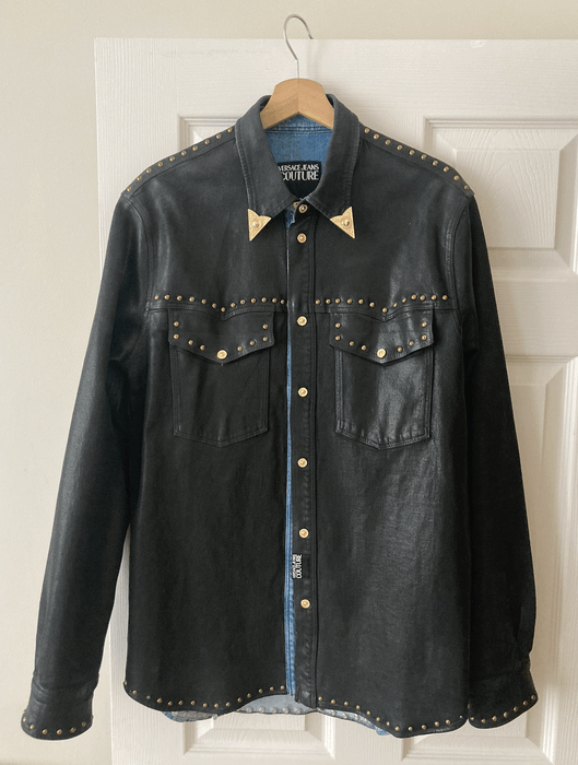 Versace Jeans Couture Stud-Trim Coated Denim Western Shirt | Grailed