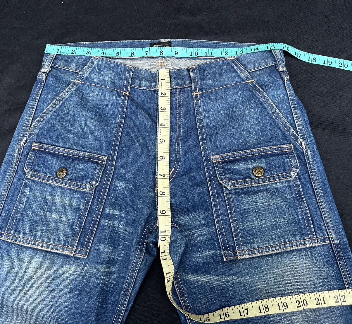 The Flat Head Vintage R.J.B Japan Fade Blue Denim Bush Pant Jeans Size US 30 / EU 46 - 2 Thumbnail
