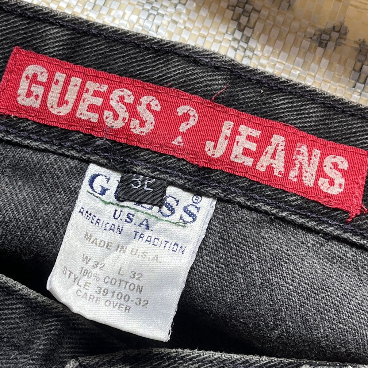 Faded Black Guess Denim Jeans Style 39100 Made In USA