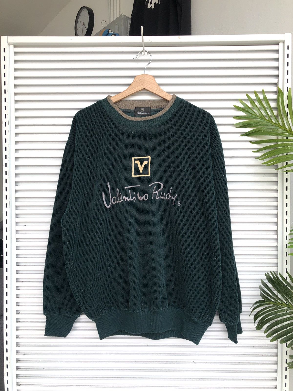 image of Gianni Vintage Rudy Valentino Emerald Green Crewneck, Men's (Size Large)