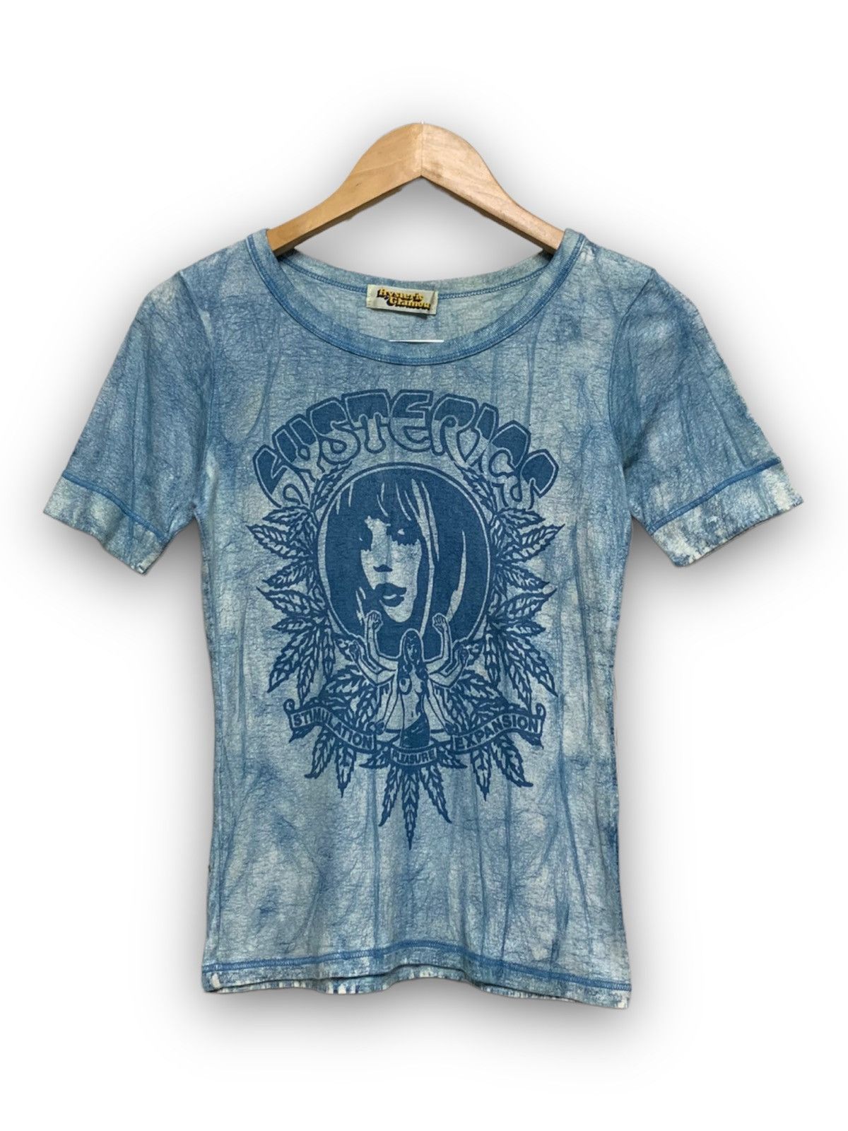 image of Hysteric Glamour Weed Plant With Sexy Girl Shirt in Blue, Women's