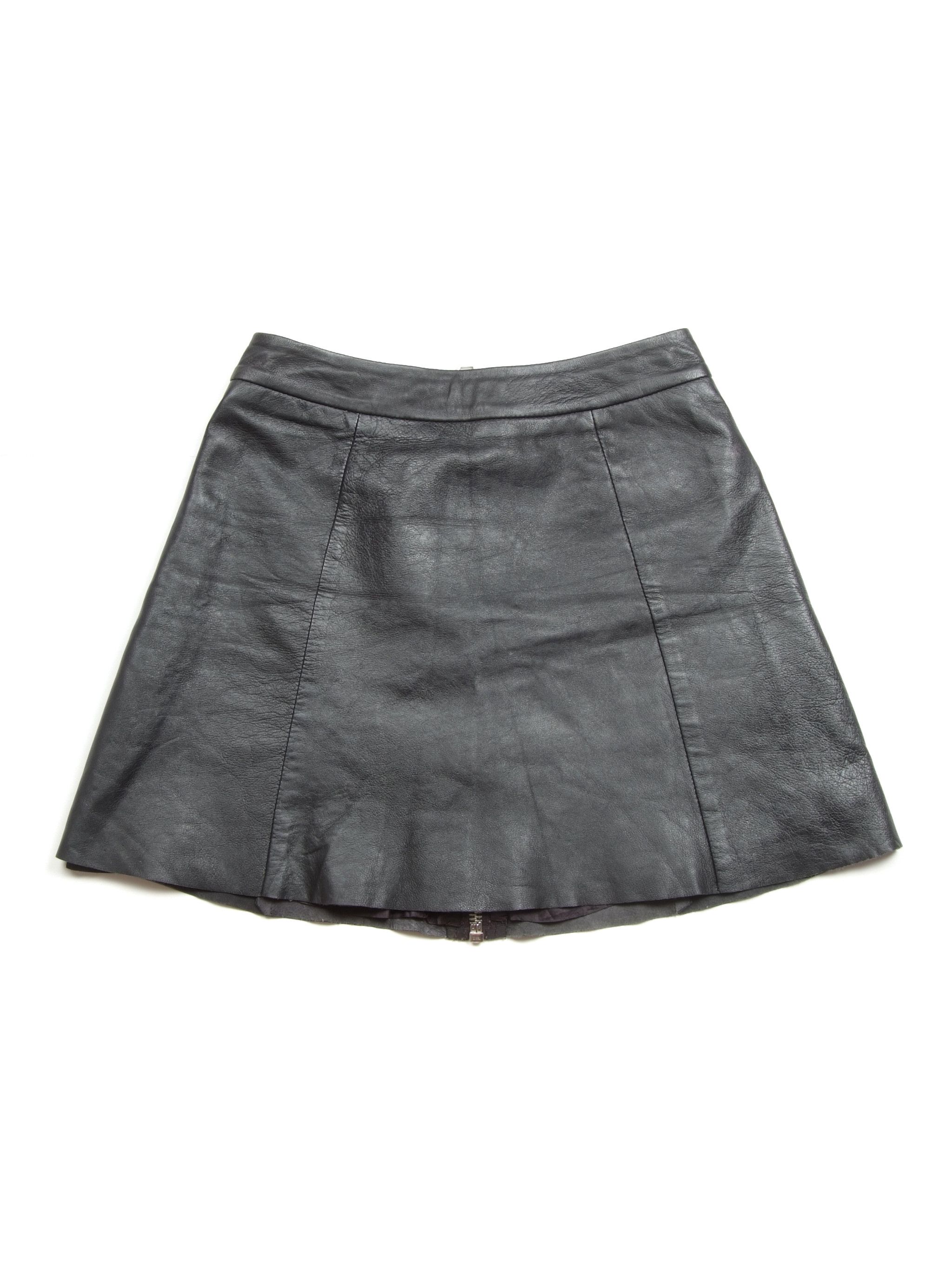 Allsaints AllSaints Sens Leather Full Zip Mini Skirt Black US2/XS Size 26" / US 2 / IT 38 - 1 Thumbnail