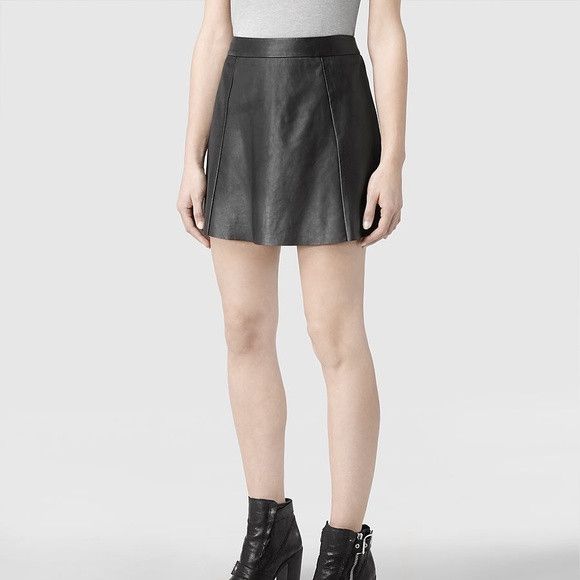 Allsaints AllSaints Sens Leather Full Zip Mini Skirt Black US2/XS Size 26" / US 2 / IT 38 - 3 Thumbnail
